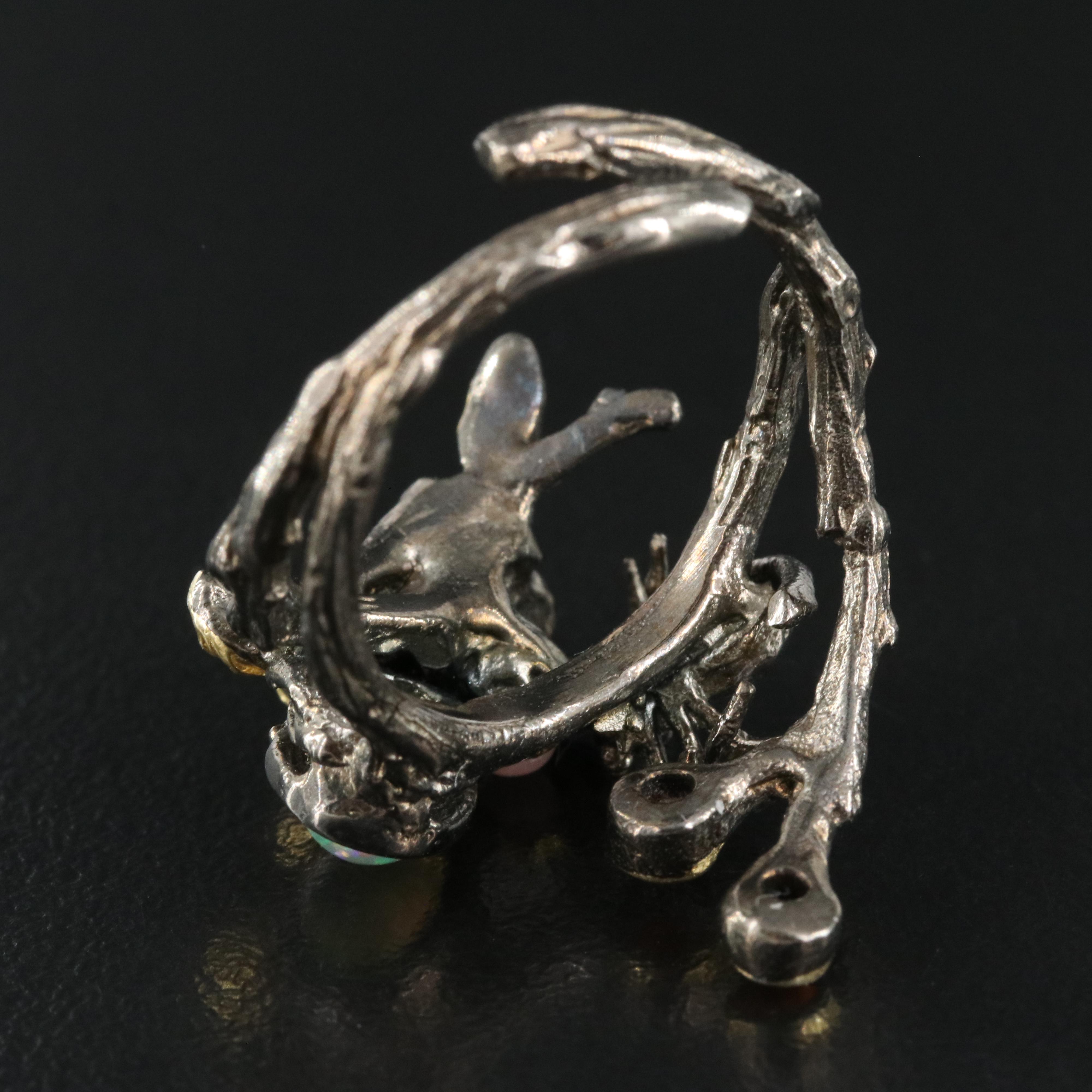 Sterling Opal and Carnelian Spider Split Shank Ring