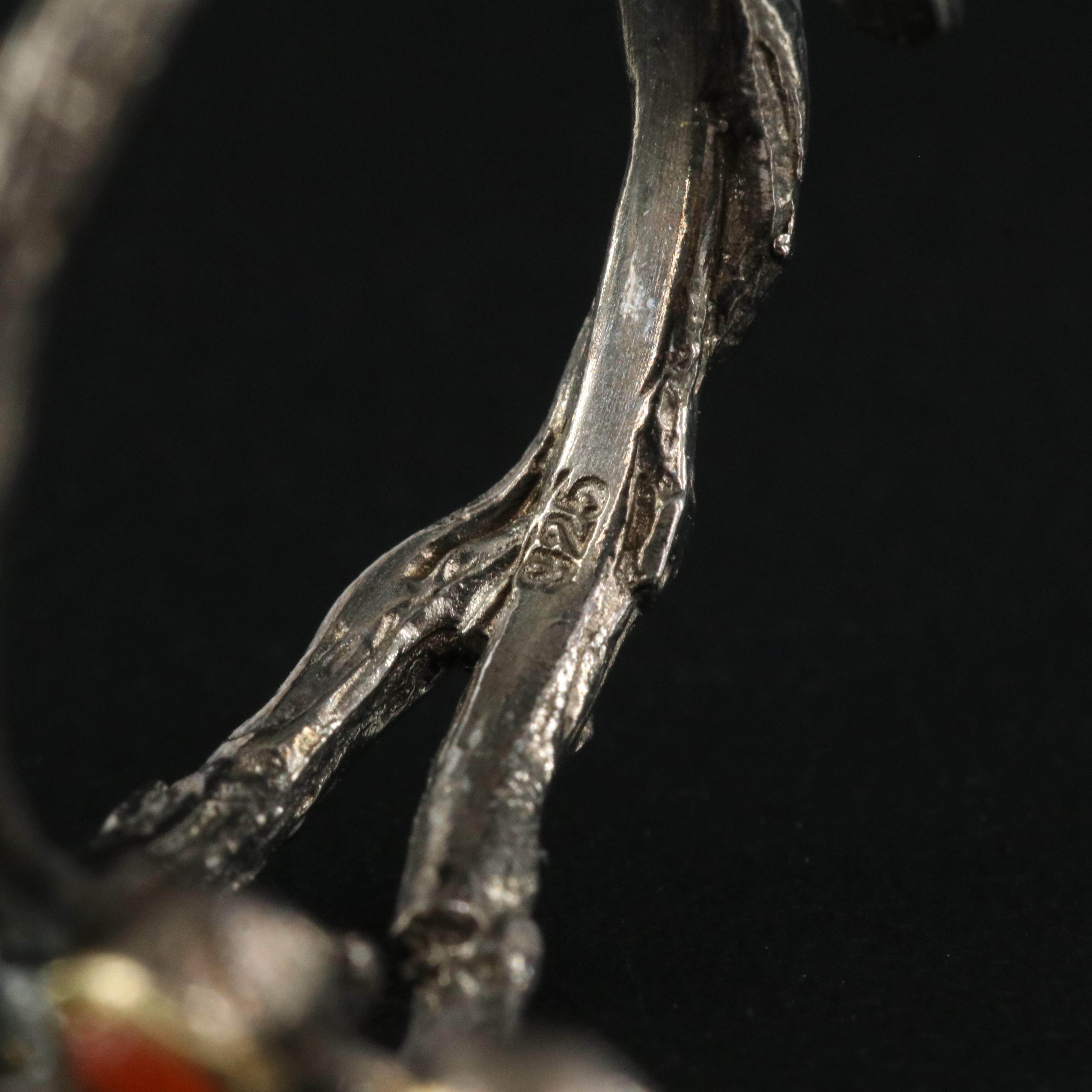 Sterling Opal and Carnelian Spider Split Shank Ring