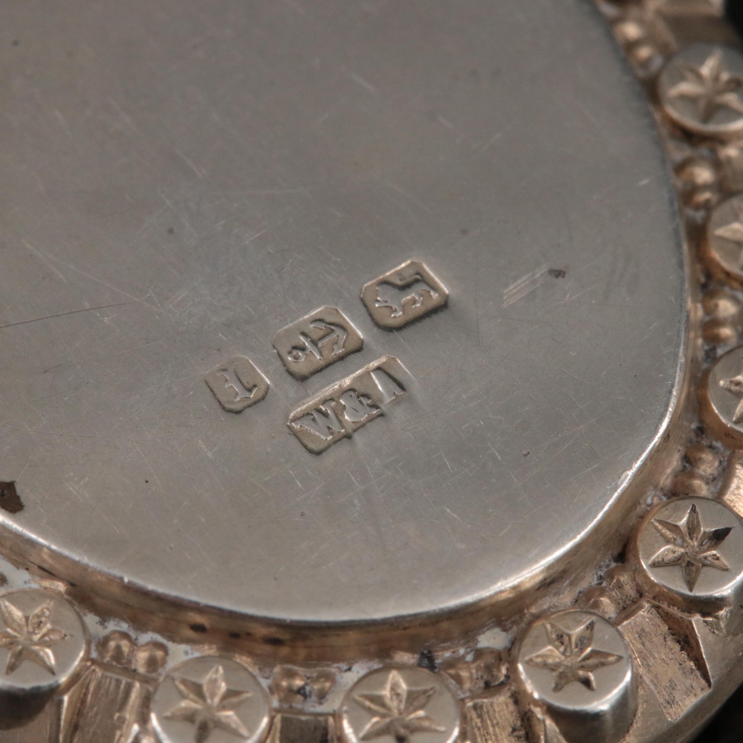 1860s Sterling Foliate Engraved Locket Drop Necklace