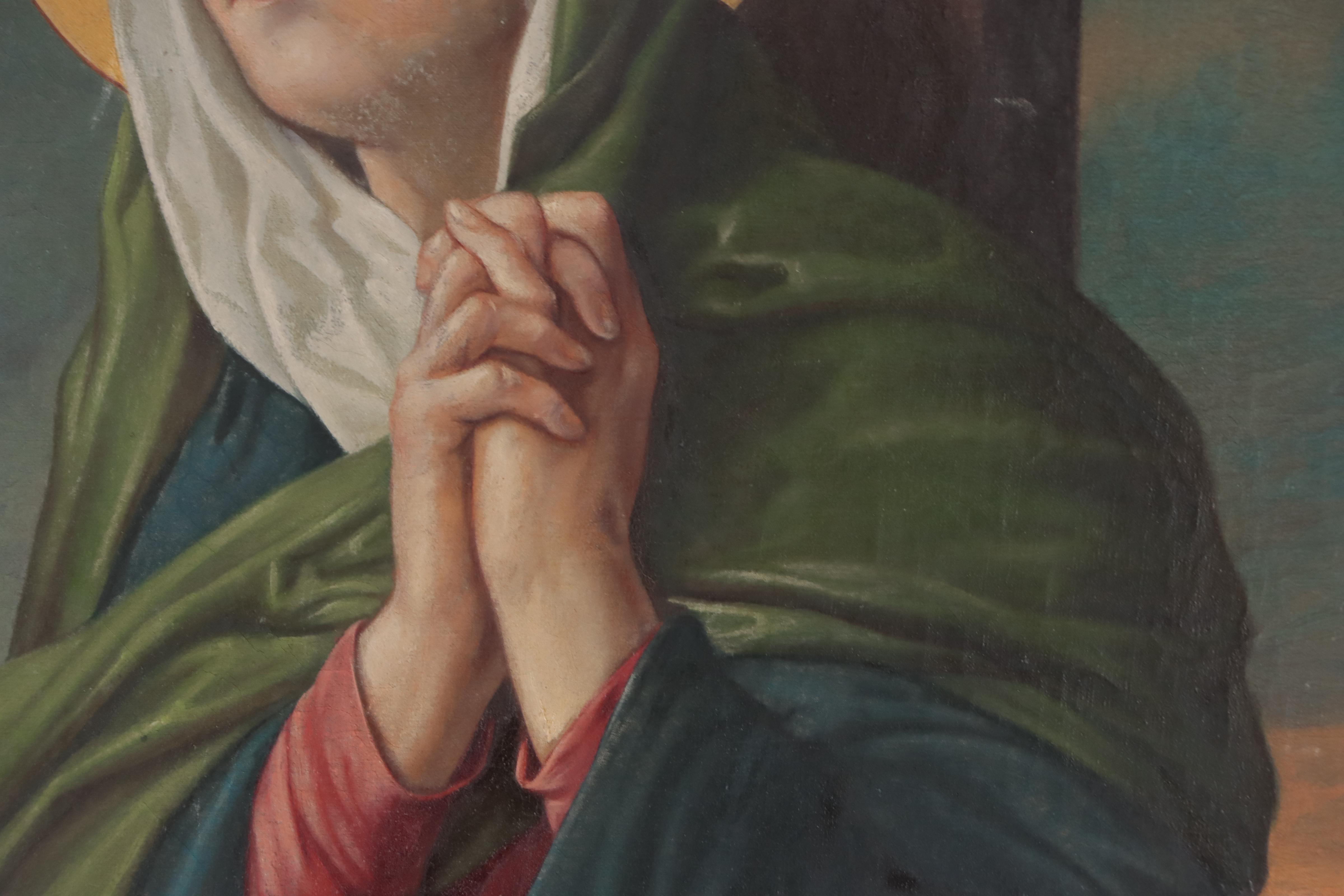 Oil Painting of Mary at the Foot of the Cross, Early 20th Century