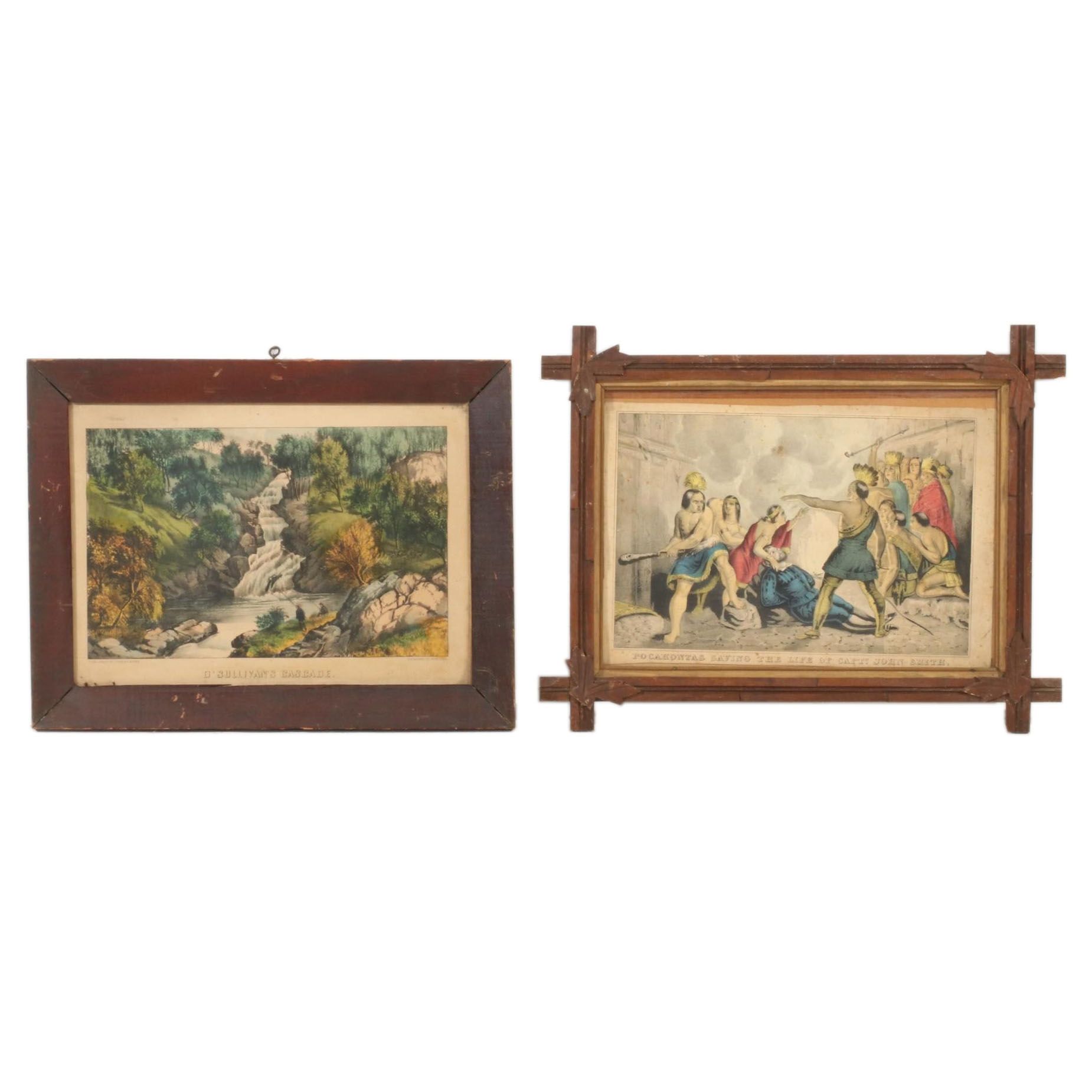 Hand-Colored Lithographs of Pocahontas and Cascade, Late 19th Century