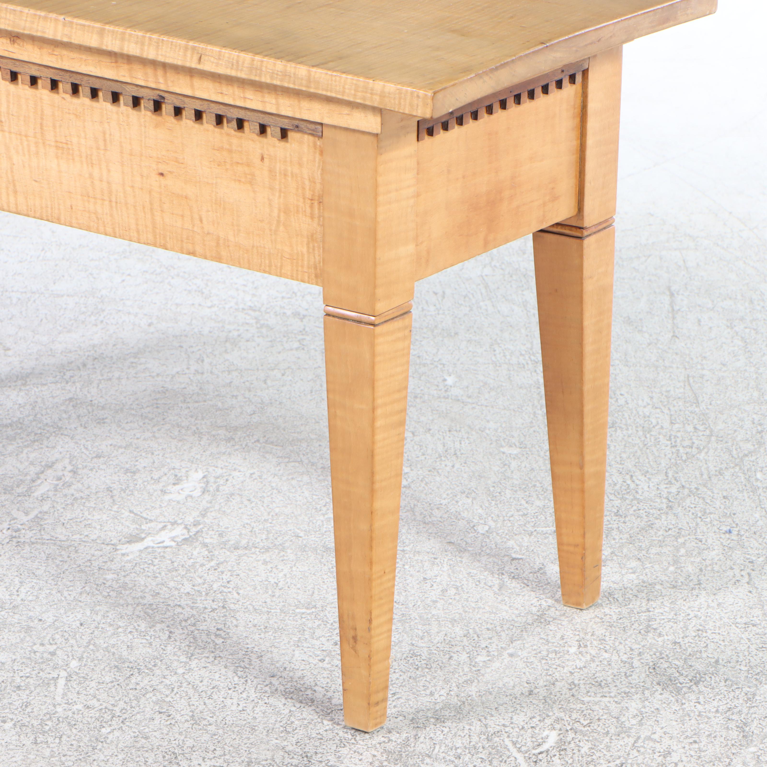 American Primitive Tiger Maple and Walnut Lift-Seat Bench, 20th Century