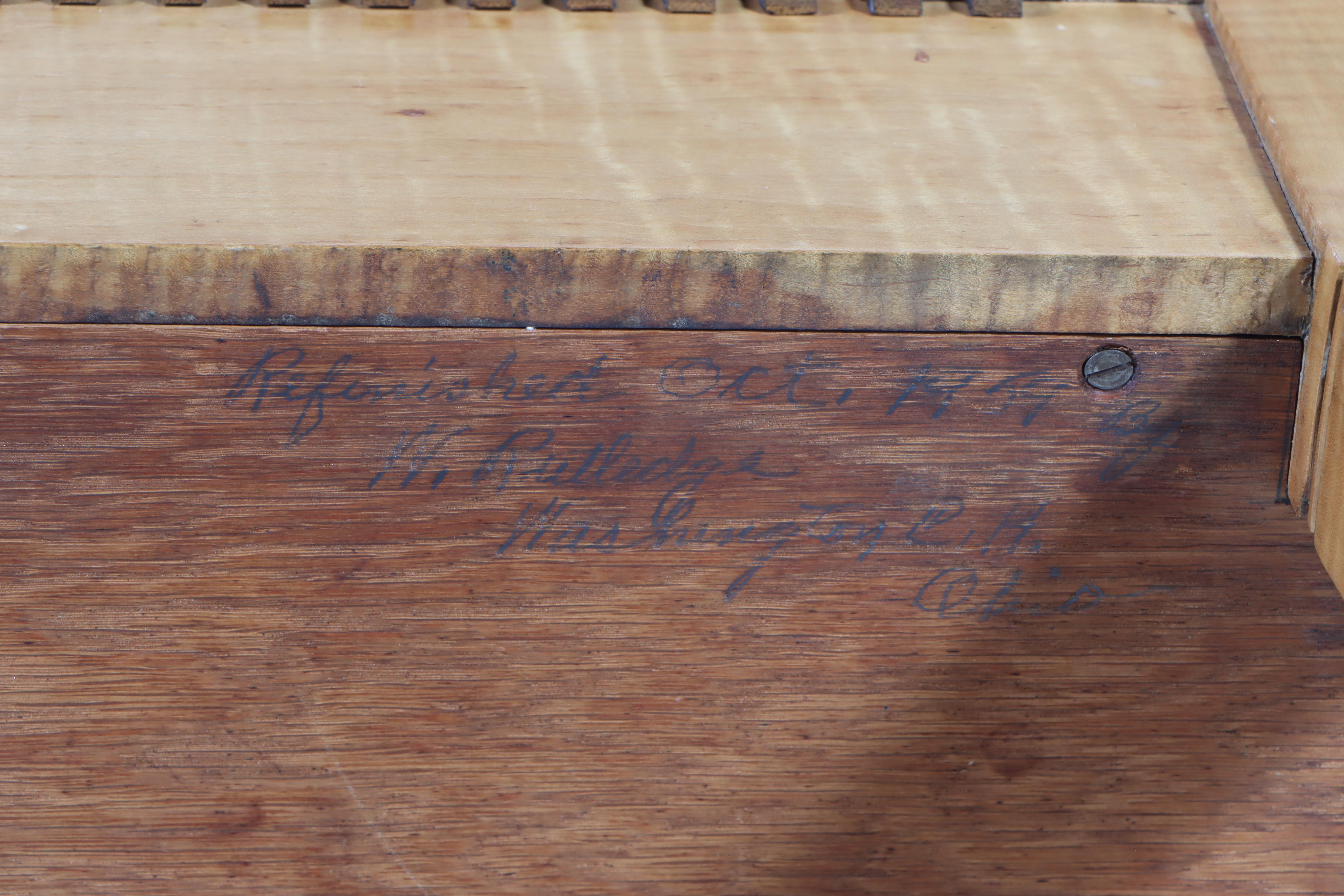 American Primitive Tiger Maple and Walnut Lift-Seat Bench, 20th Century