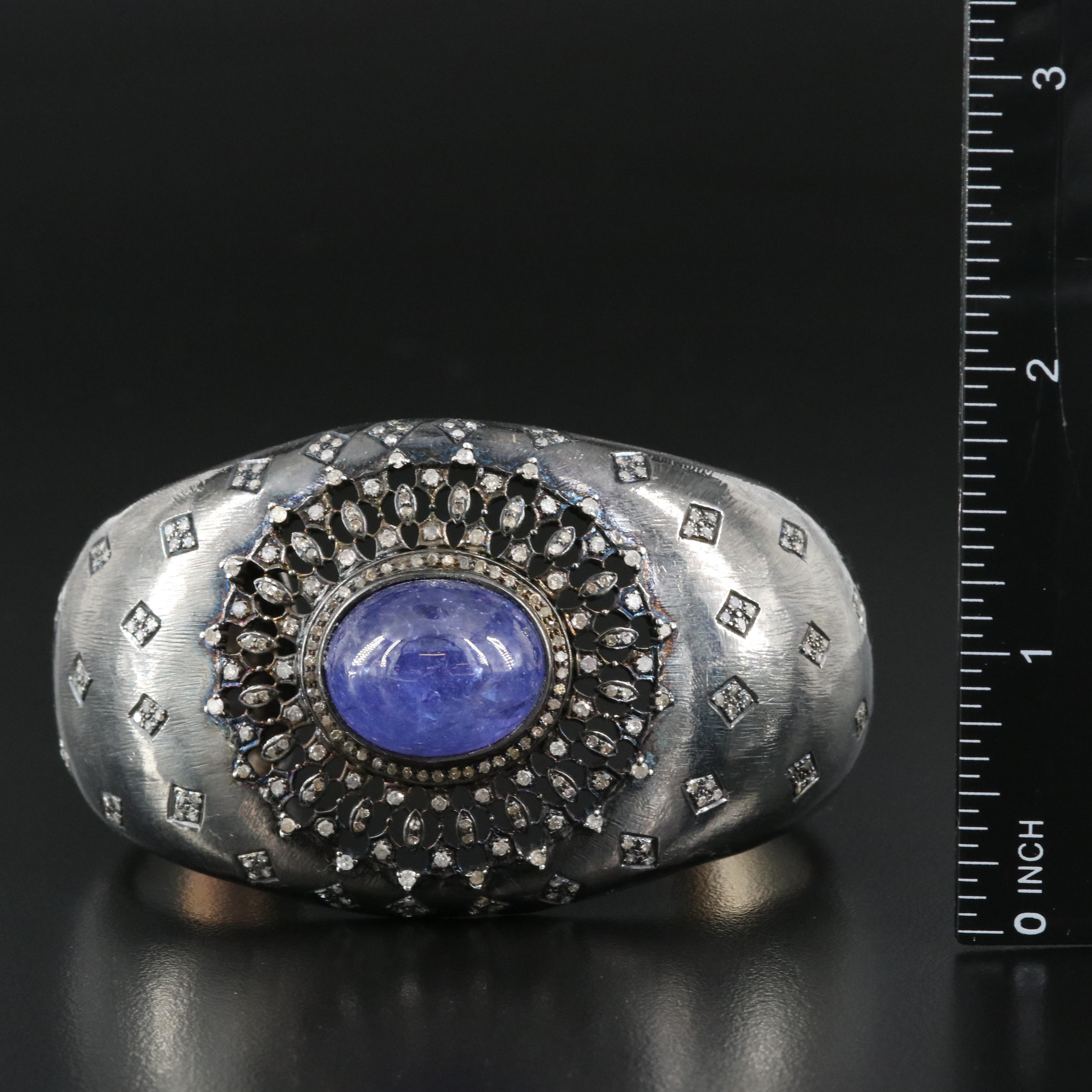 Sterling Tanzanite and Diamond Cuff