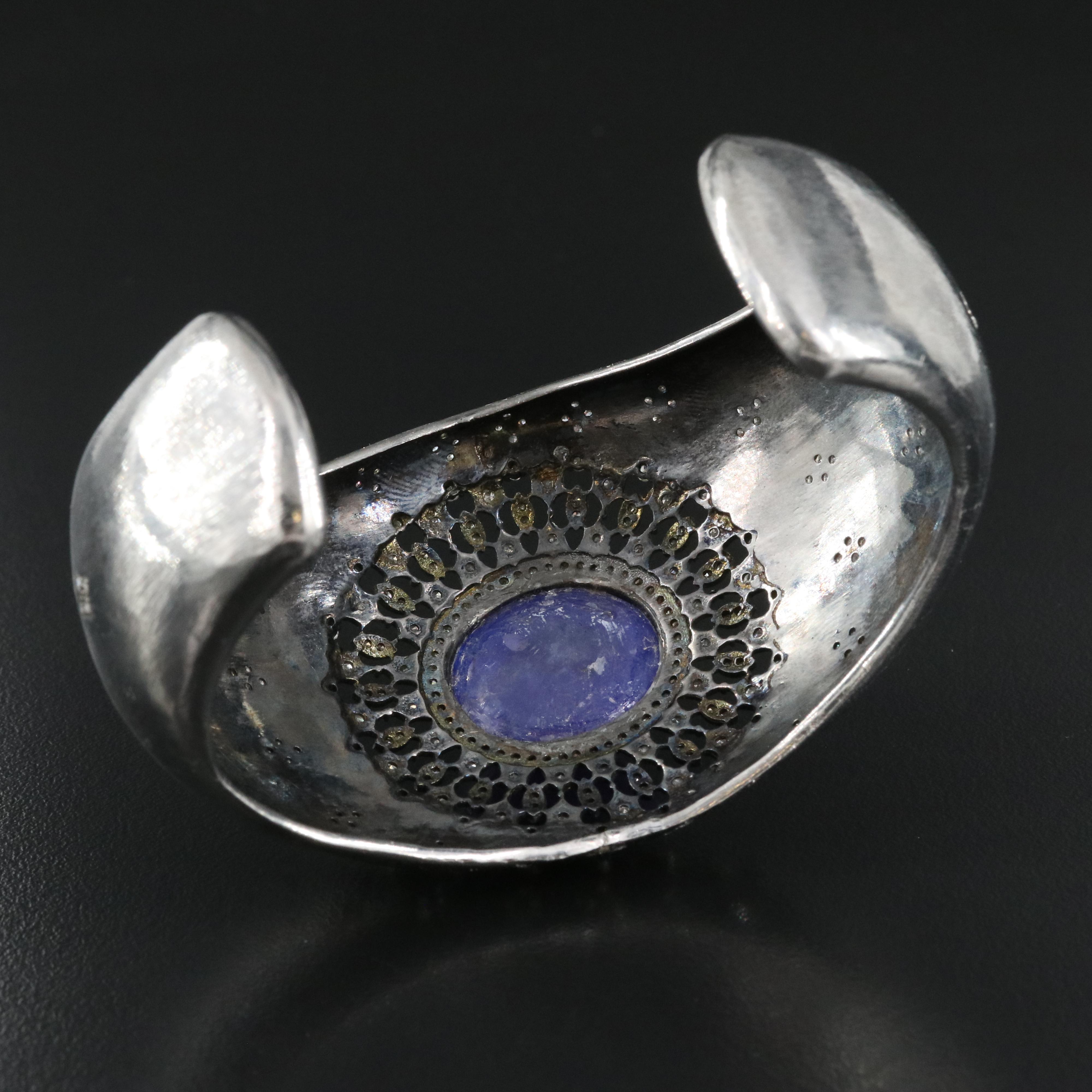 Sterling Tanzanite and Diamond Cuff
