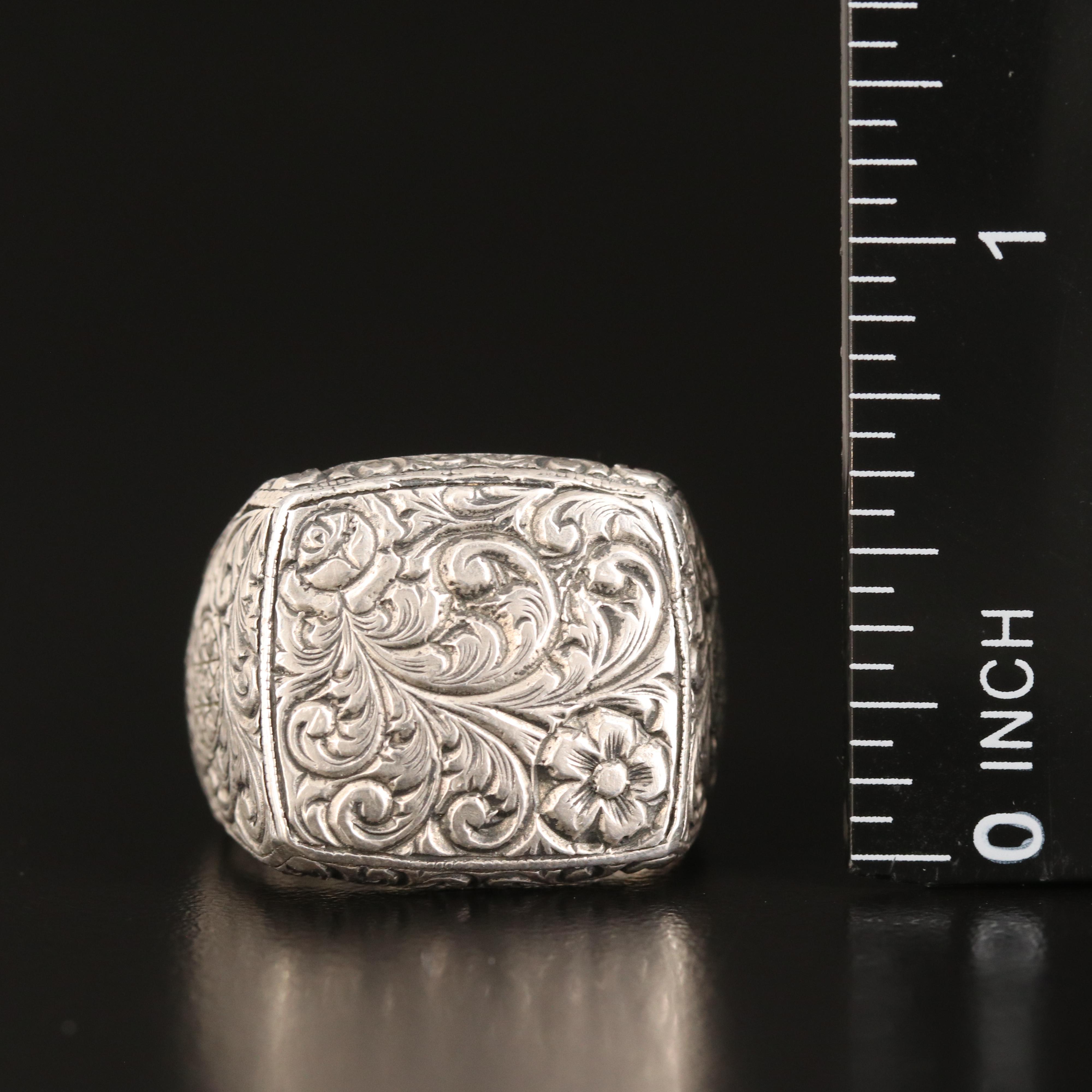 London, England Atolyestone Sterling Scroll Signet Ring