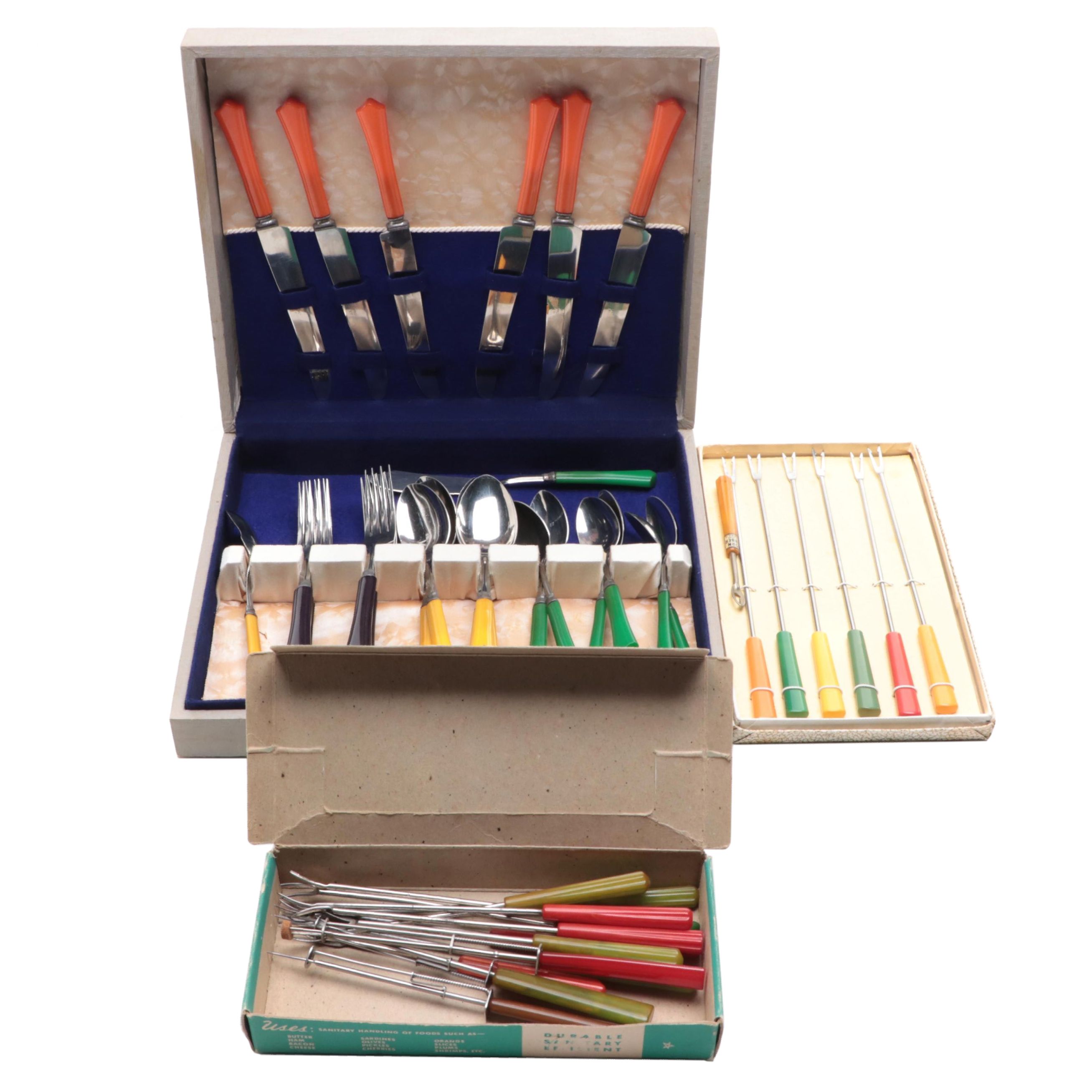 Sta-Brite, Star with Other Bakelite Handled Flatware and Fondue Forks