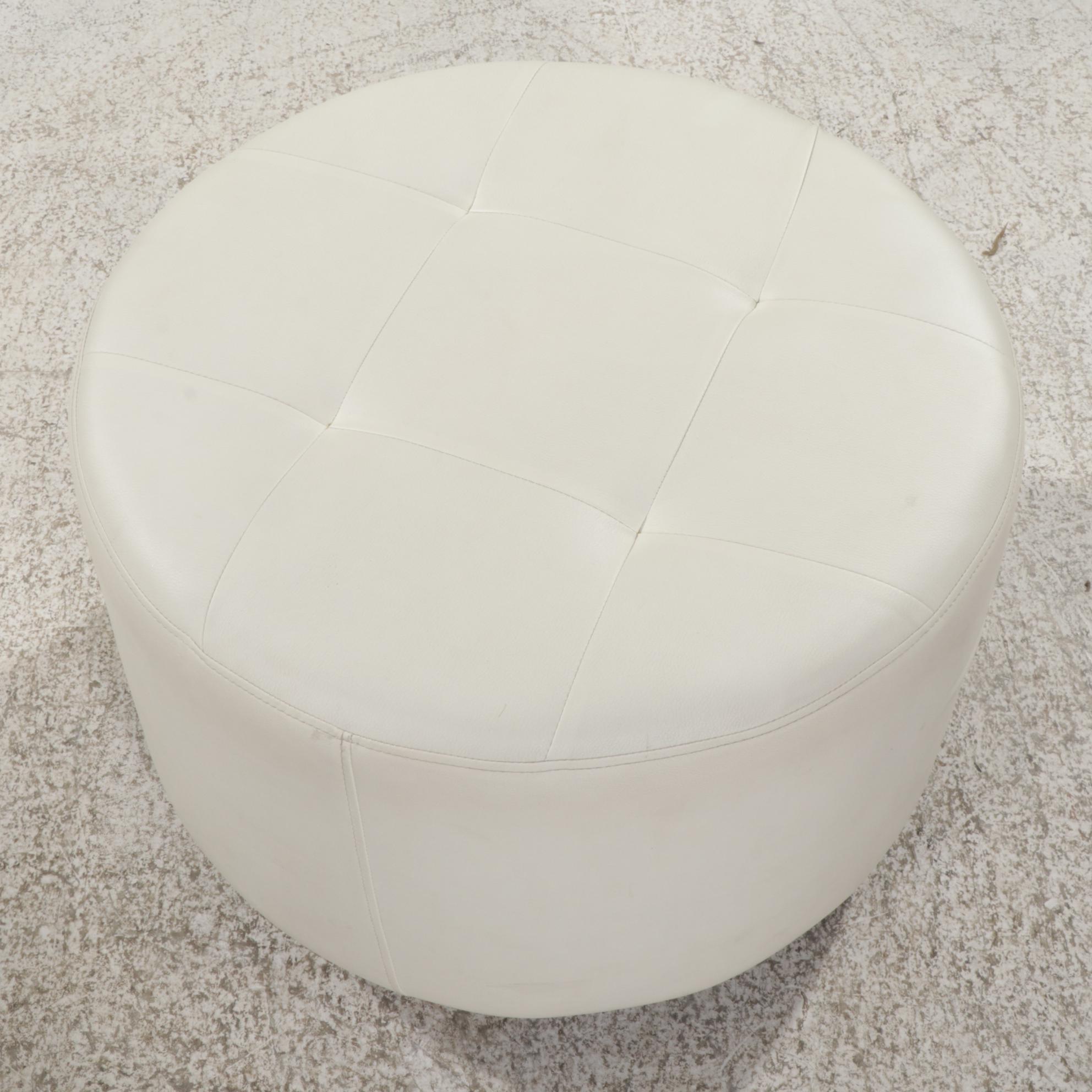 Contemporary Faux Leather Upholstered Rotating Footstool