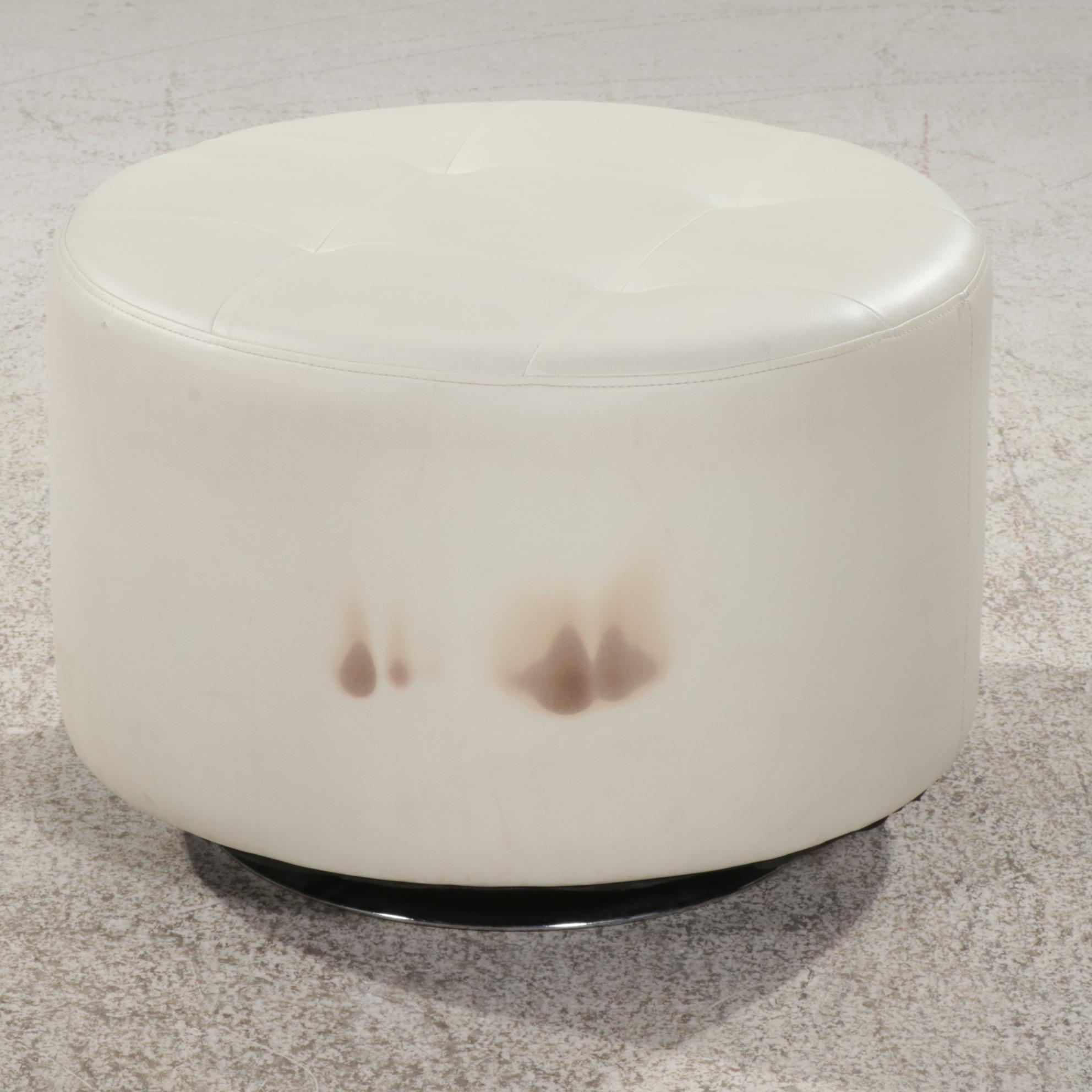 Contemporary Faux Leather Upholstered Rotating Footstool