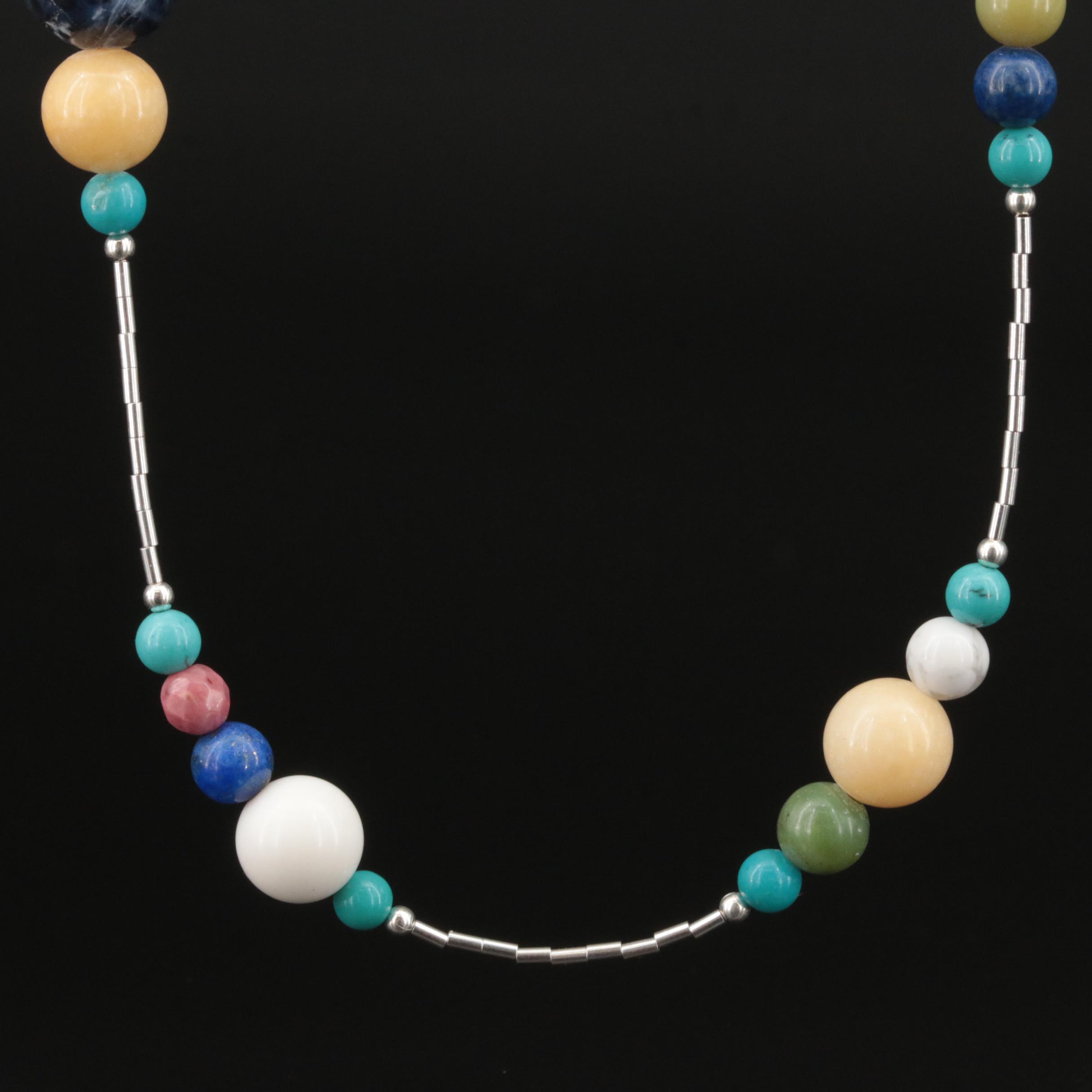 American West by Relios Sterling Sodalite, Rhodonite and Gemstone Necklace