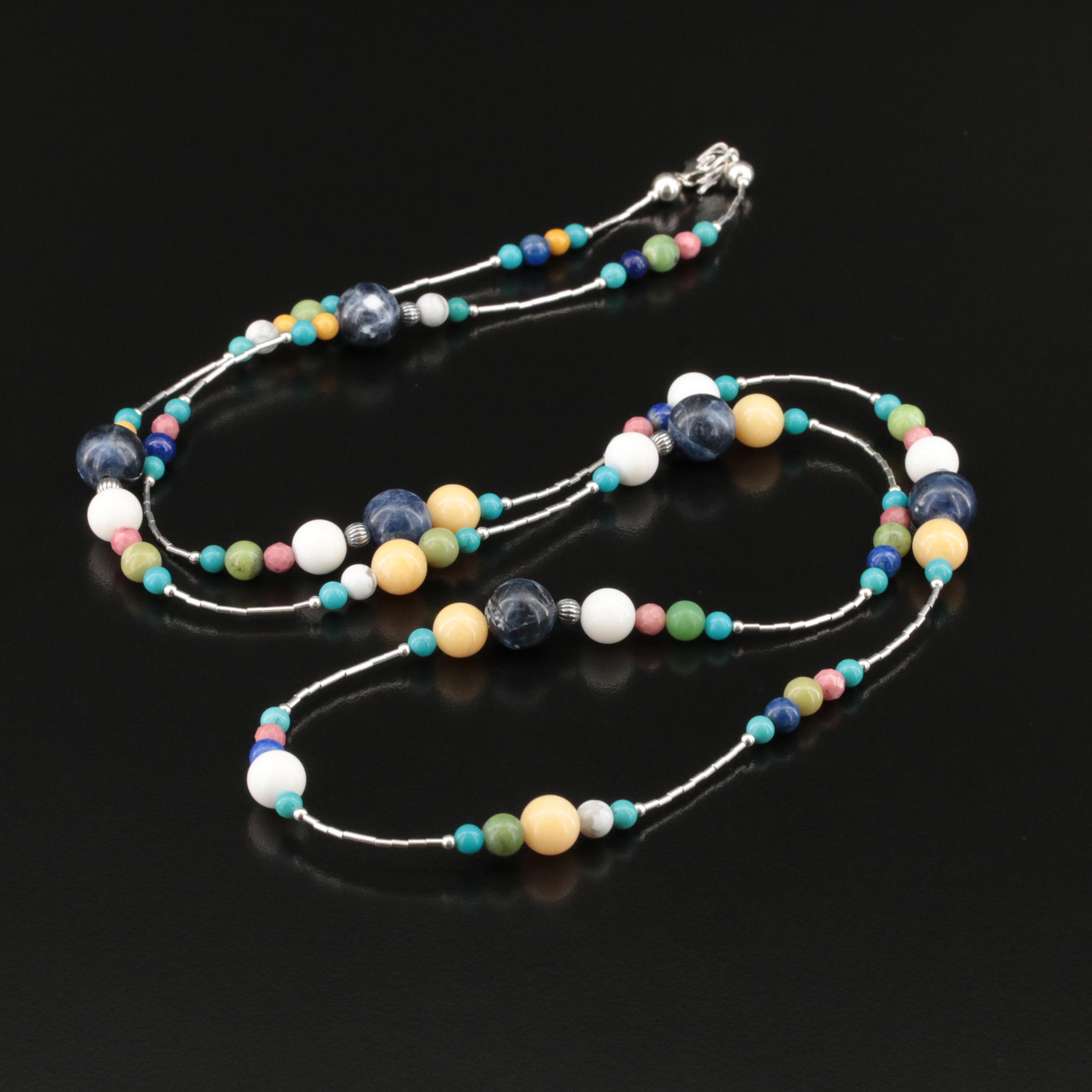 American West by Relios Sterling Sodalite, Rhodonite and Gemstone Necklace