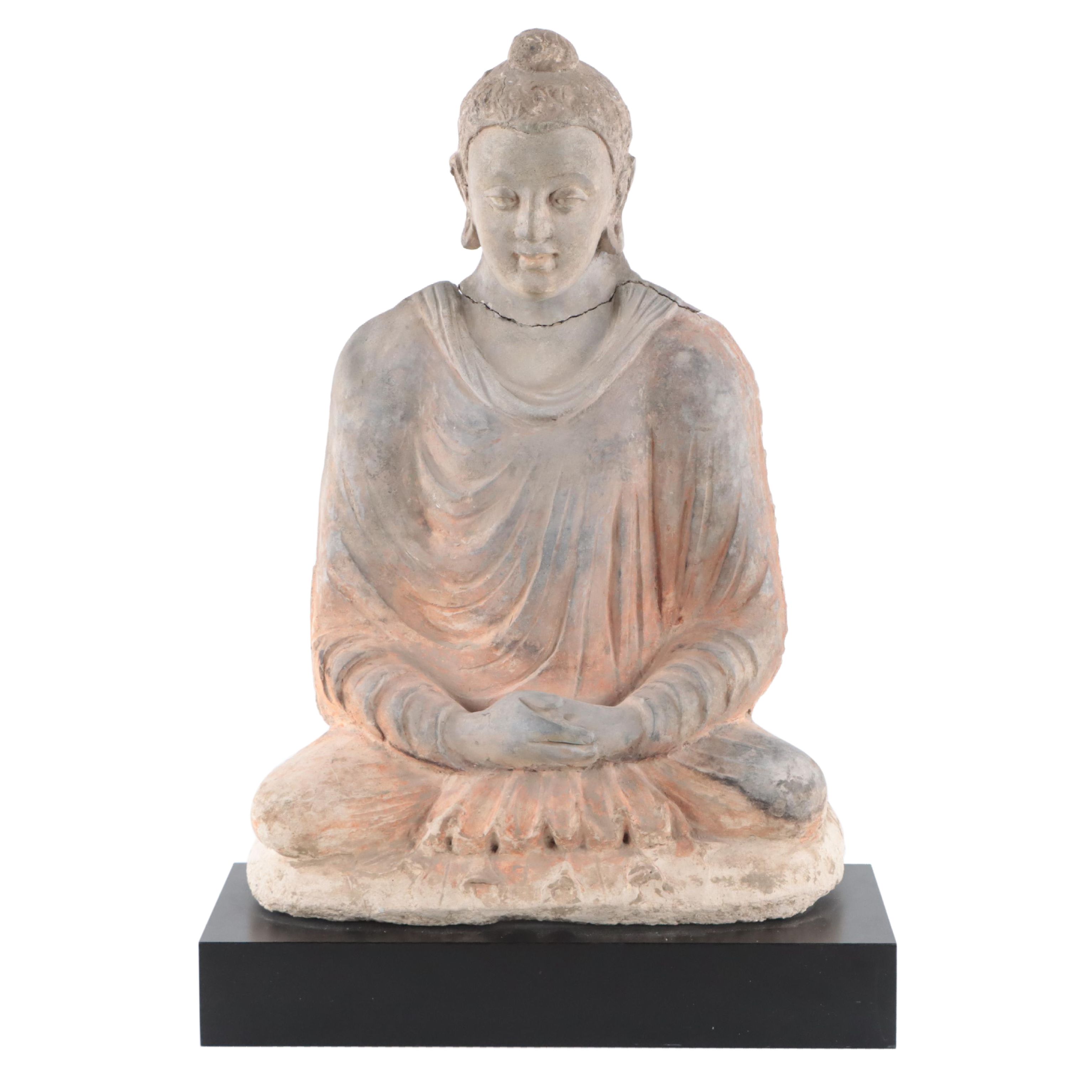 Gandharan Stucco Seated Buddha, 3rd-5th Century