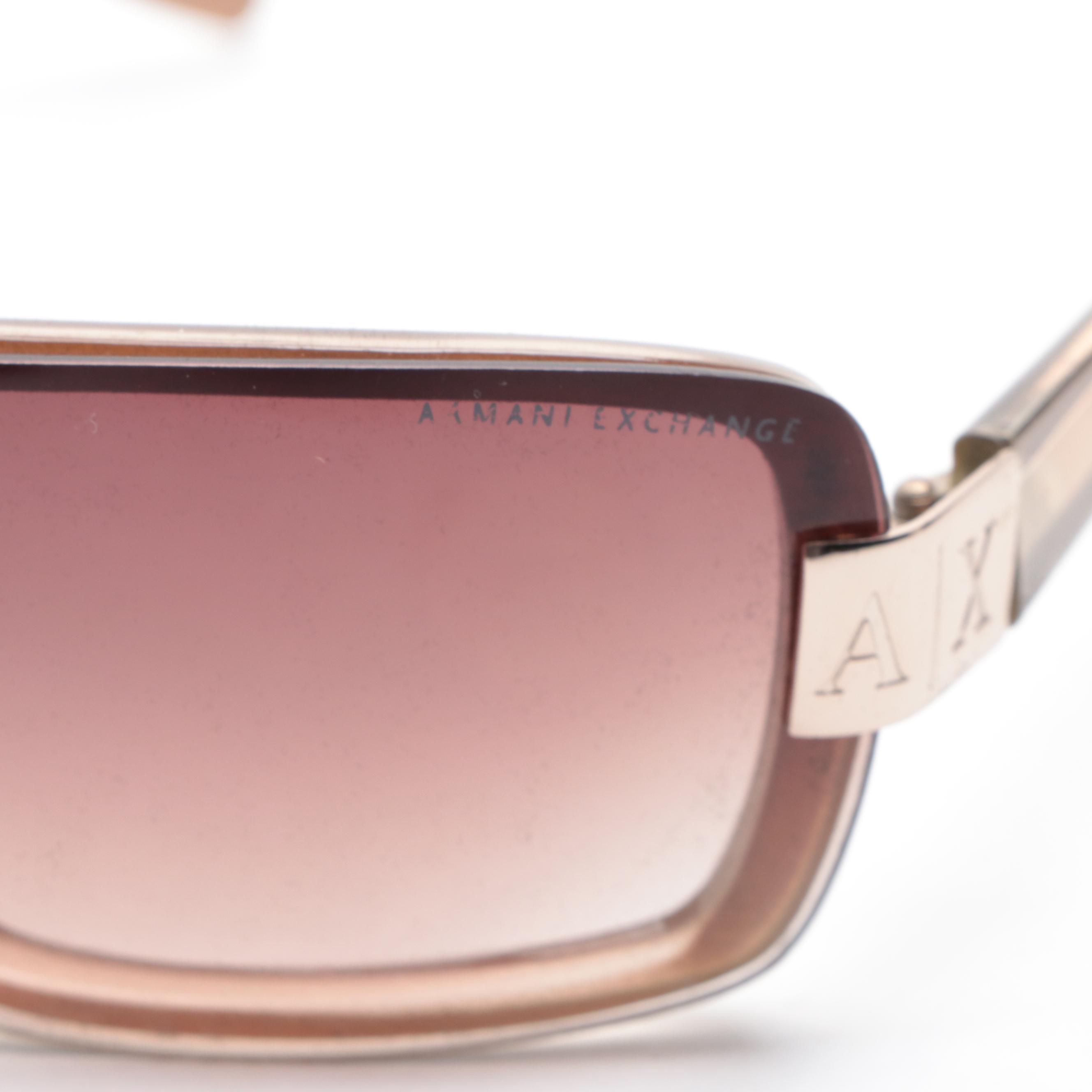 Armani Exchange Rectangular Wrap Sunglasses with Case