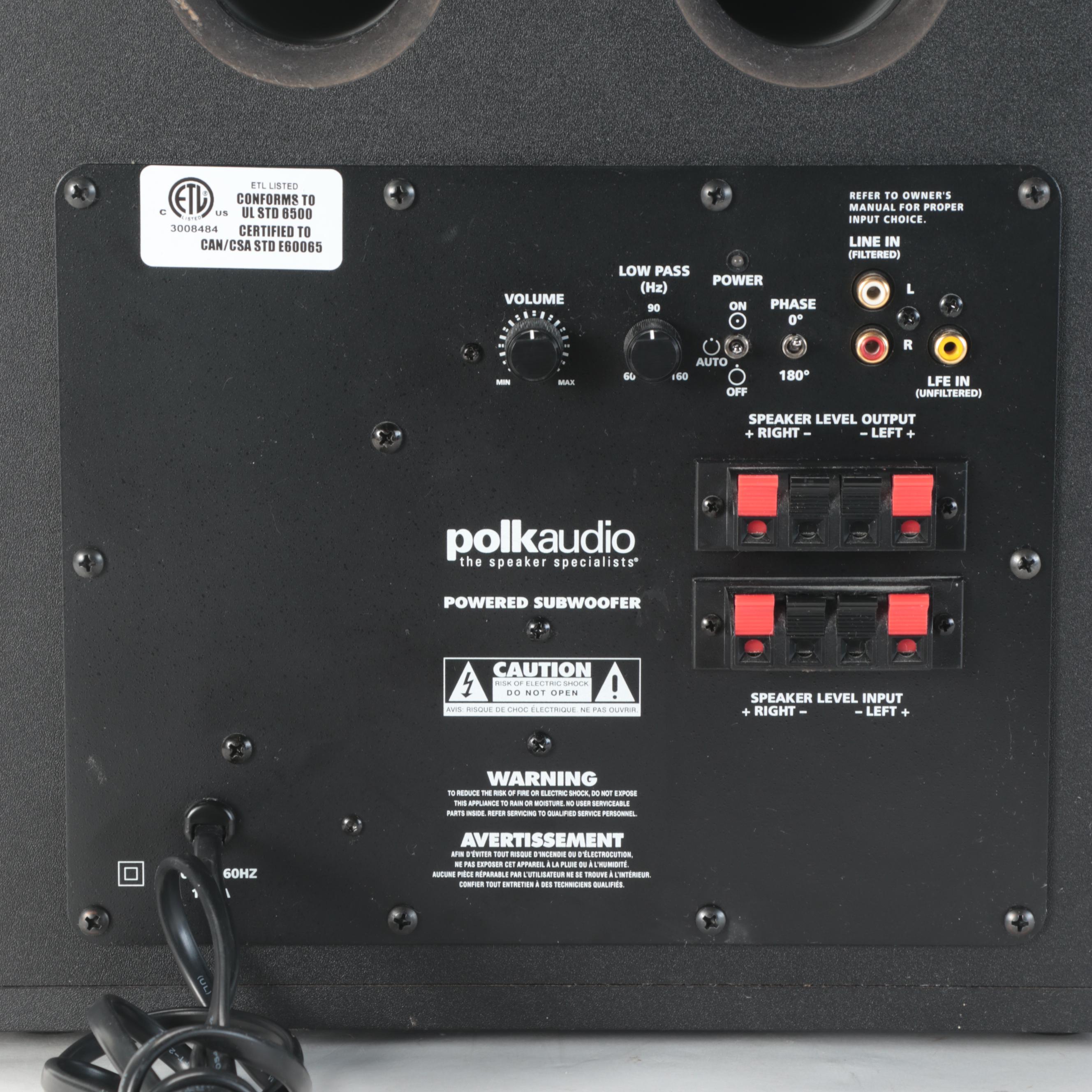 Polk Audio Subwoofer With Boston Acoustics HS60 Shelf Speakers