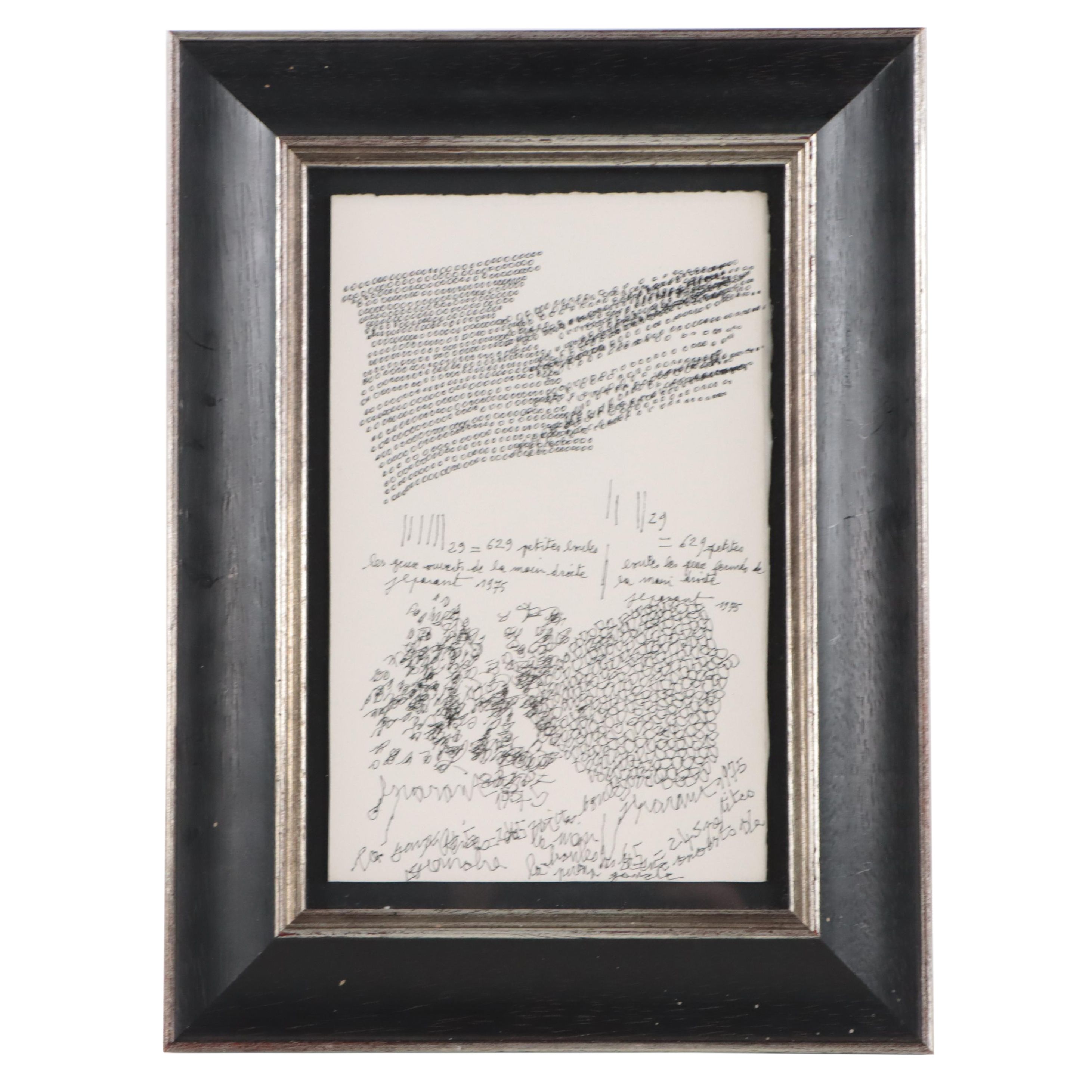 Jean-Luc Parant Ink Drawing, 1975