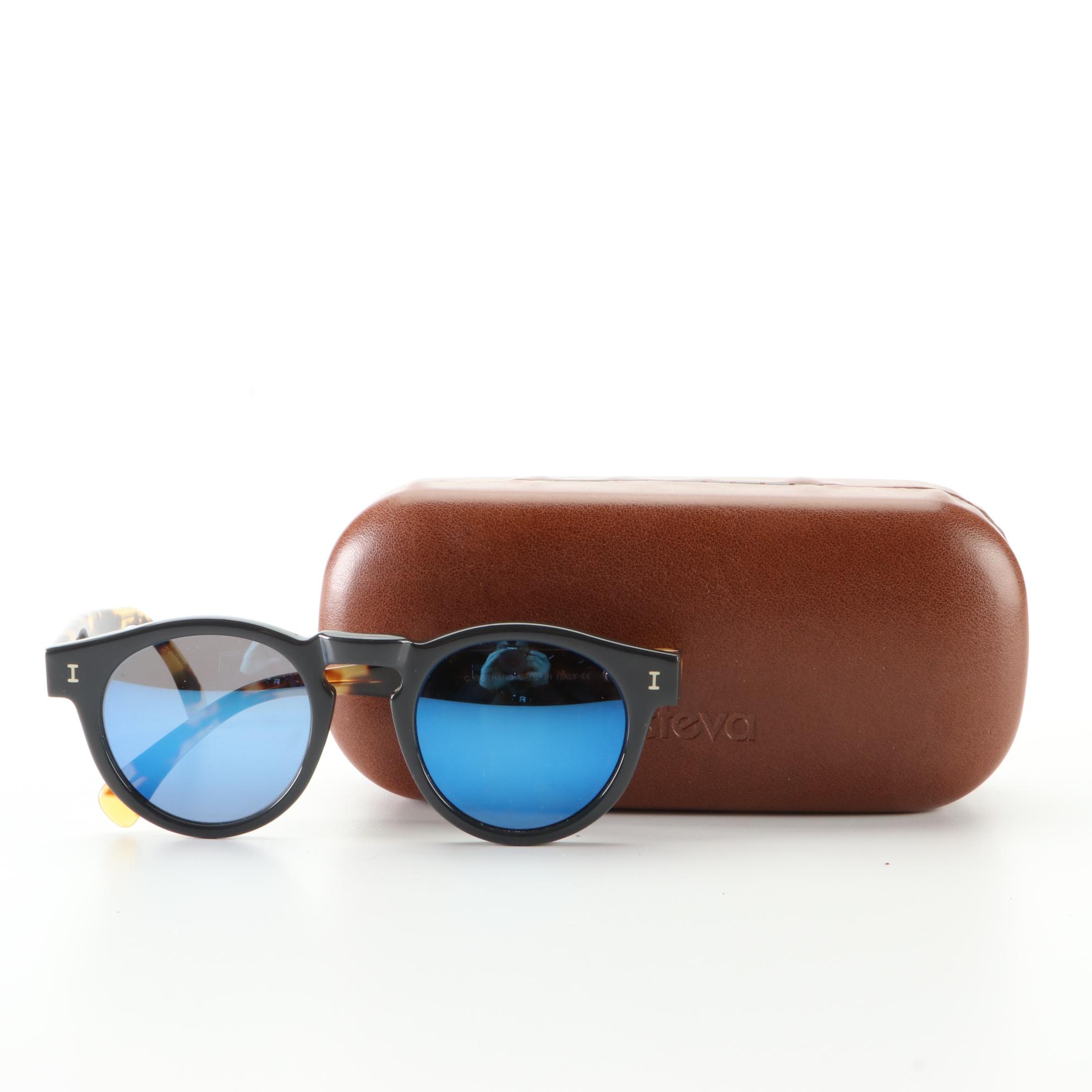 Illesteva Leonard Grey/Havana Round Sunglasses with Case