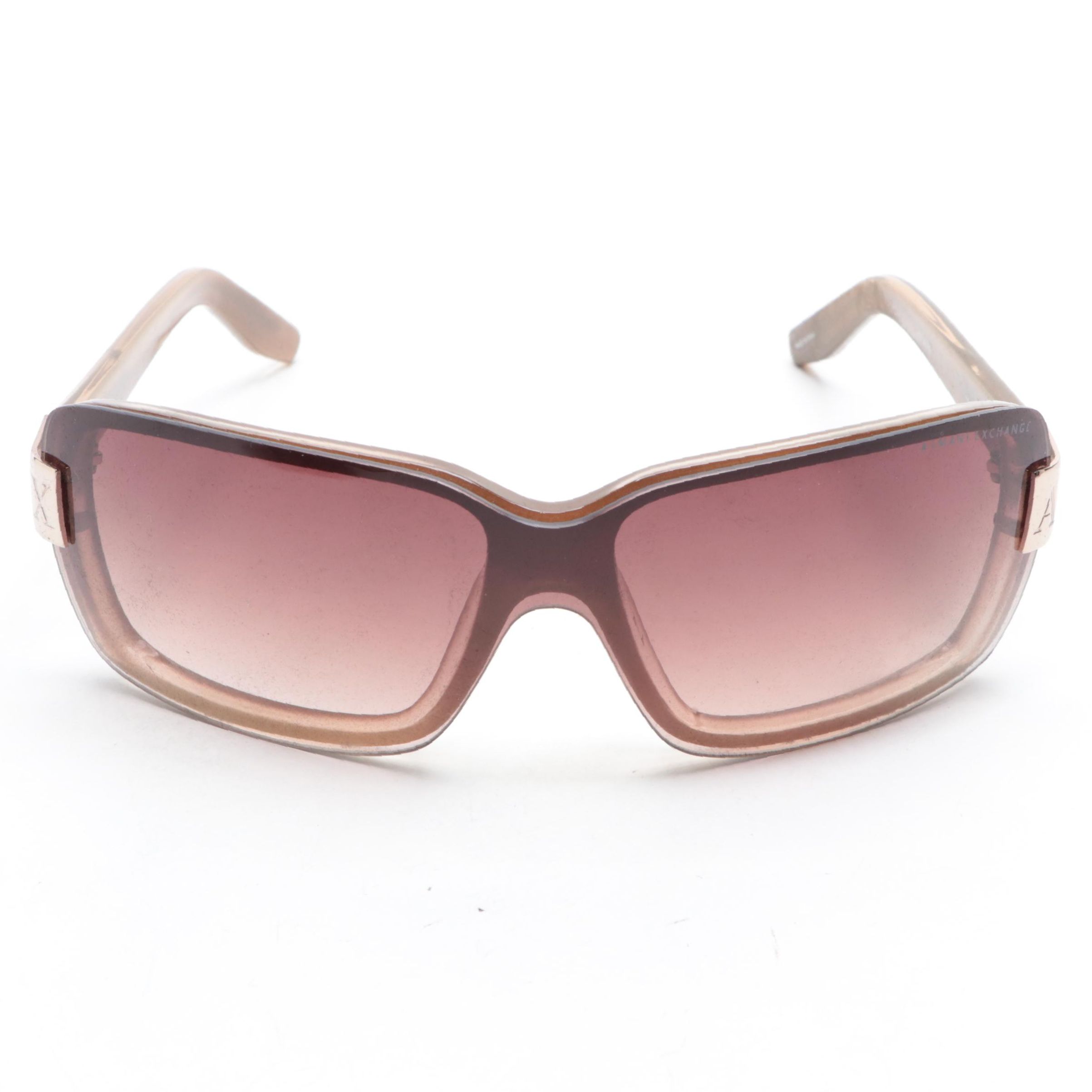 Armani Exchange Rectangular Wrap Sunglasses with Case