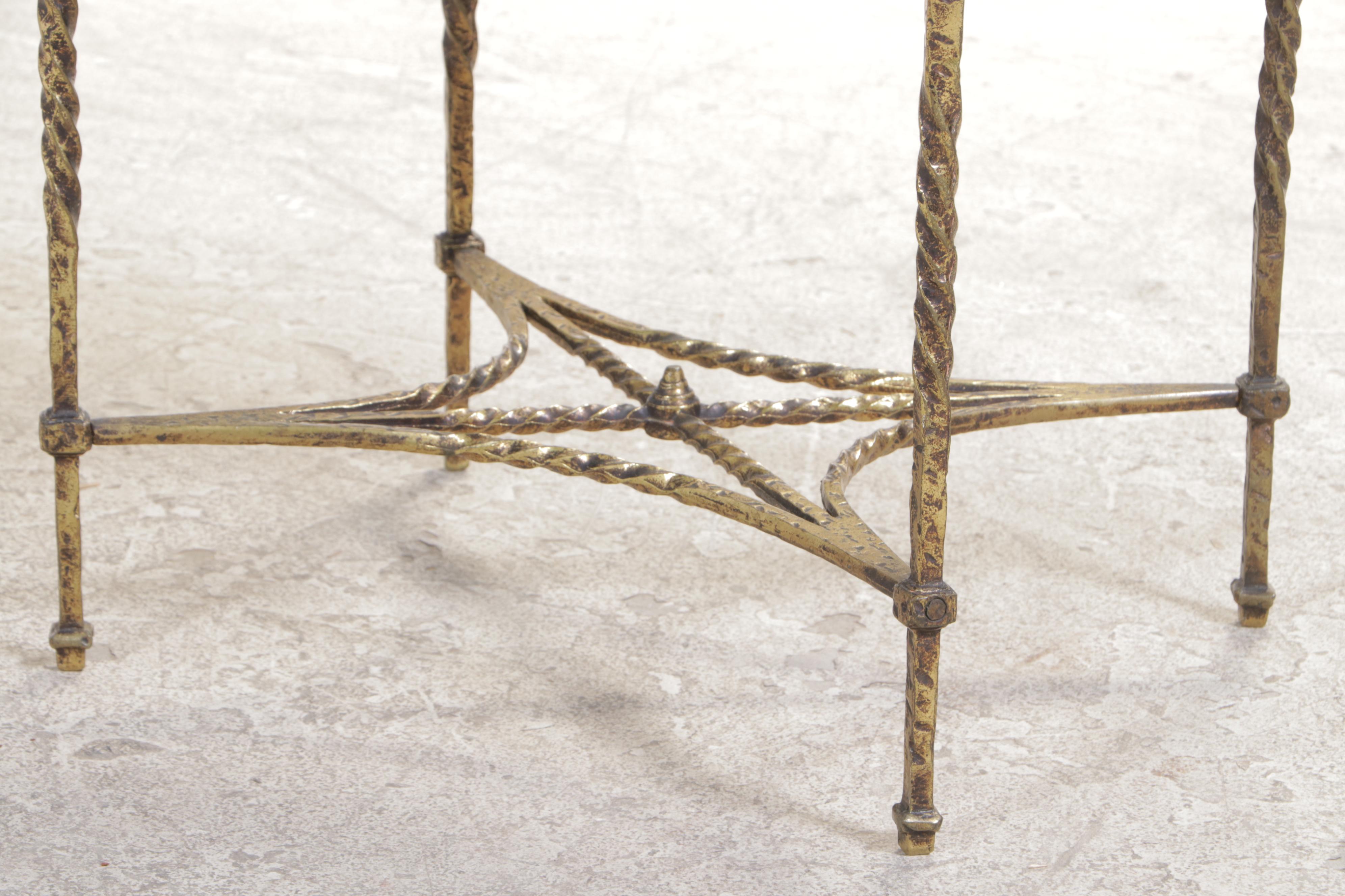 Neoclassical Style Marble Top Metal Side Table