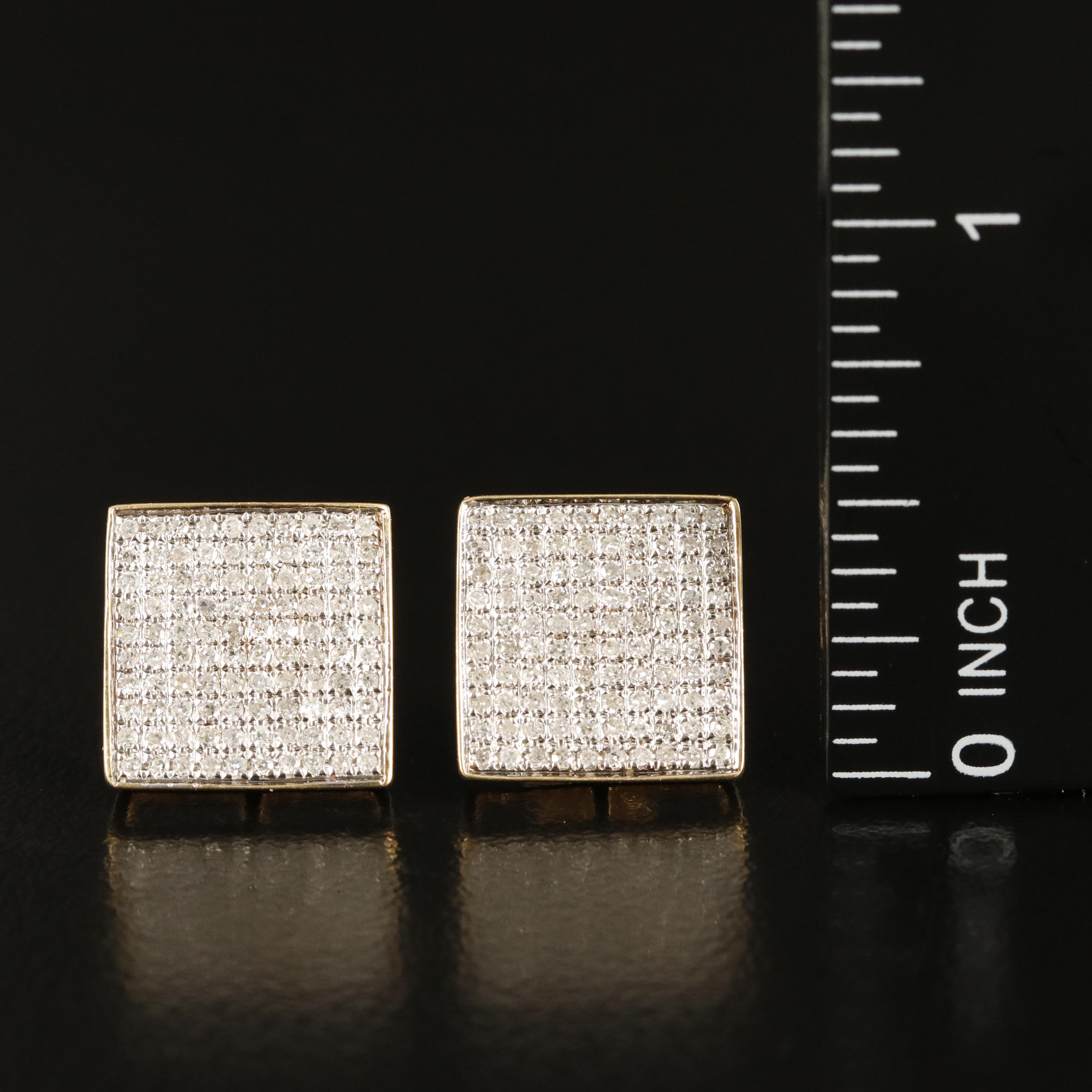 14K 1.00 CTW Pavé Diamond Square Earrings