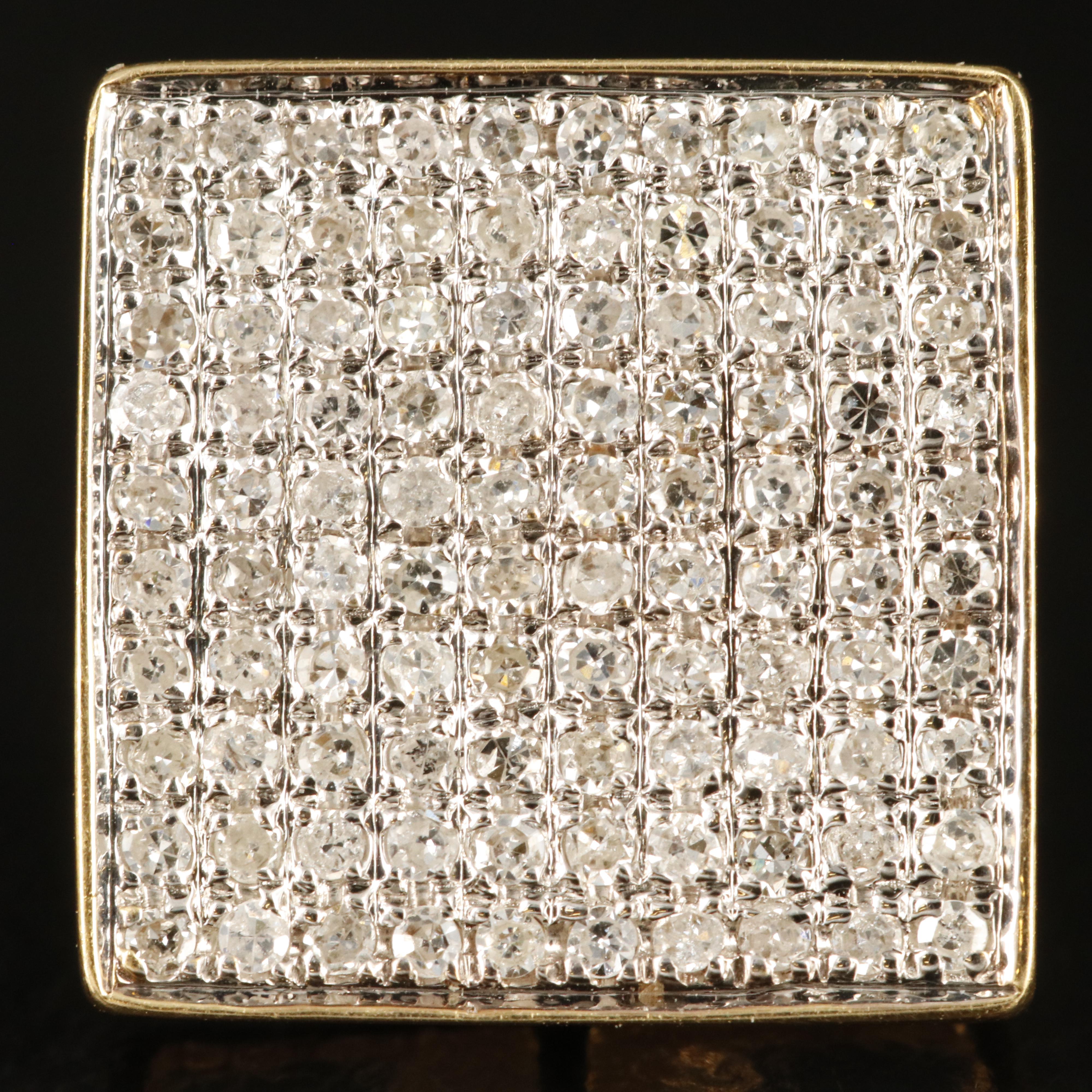 14K 1.00 CTW Pavé Diamond Square Earrings