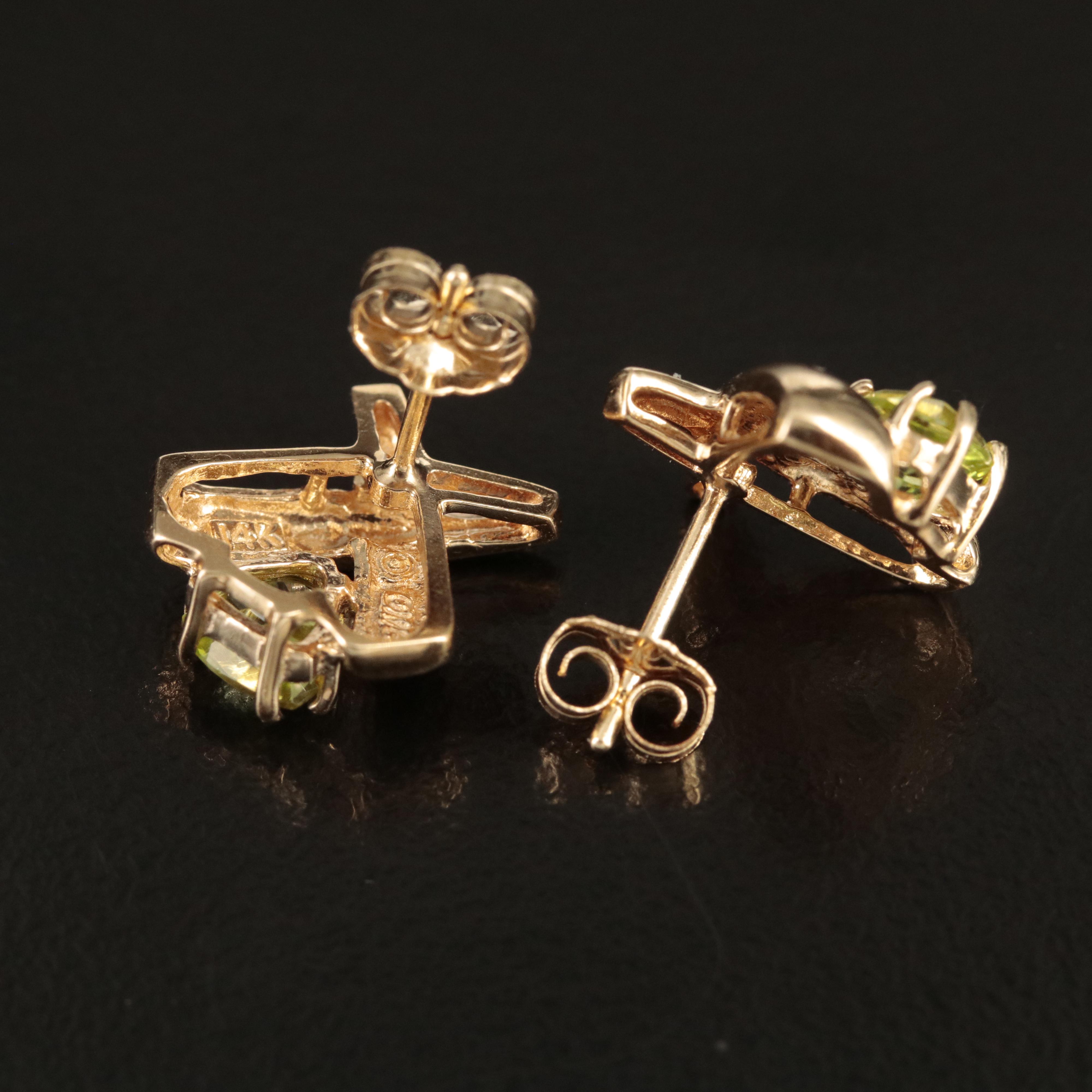 14K Peridot "X" Earrings
