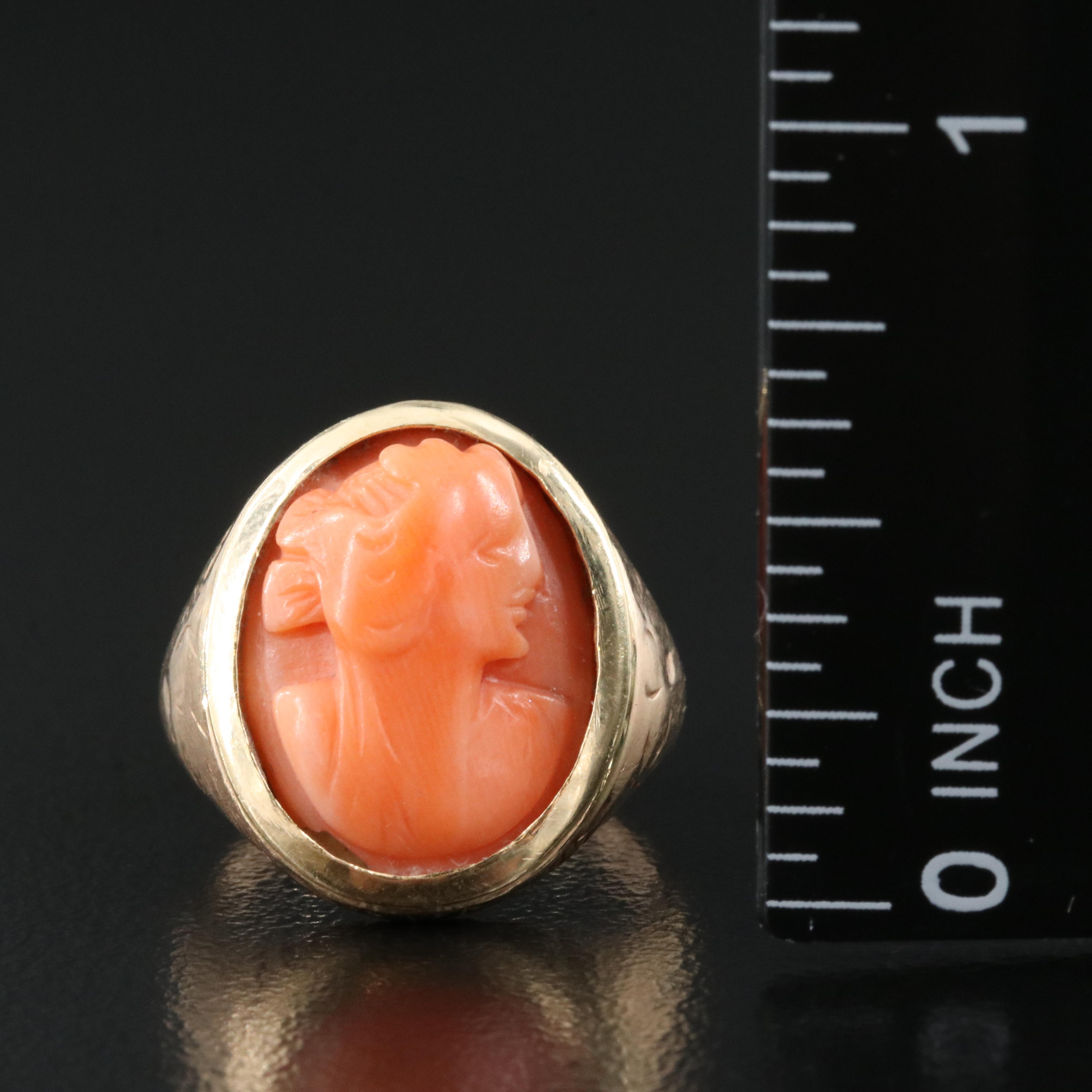 10K Coral Cameo Ring