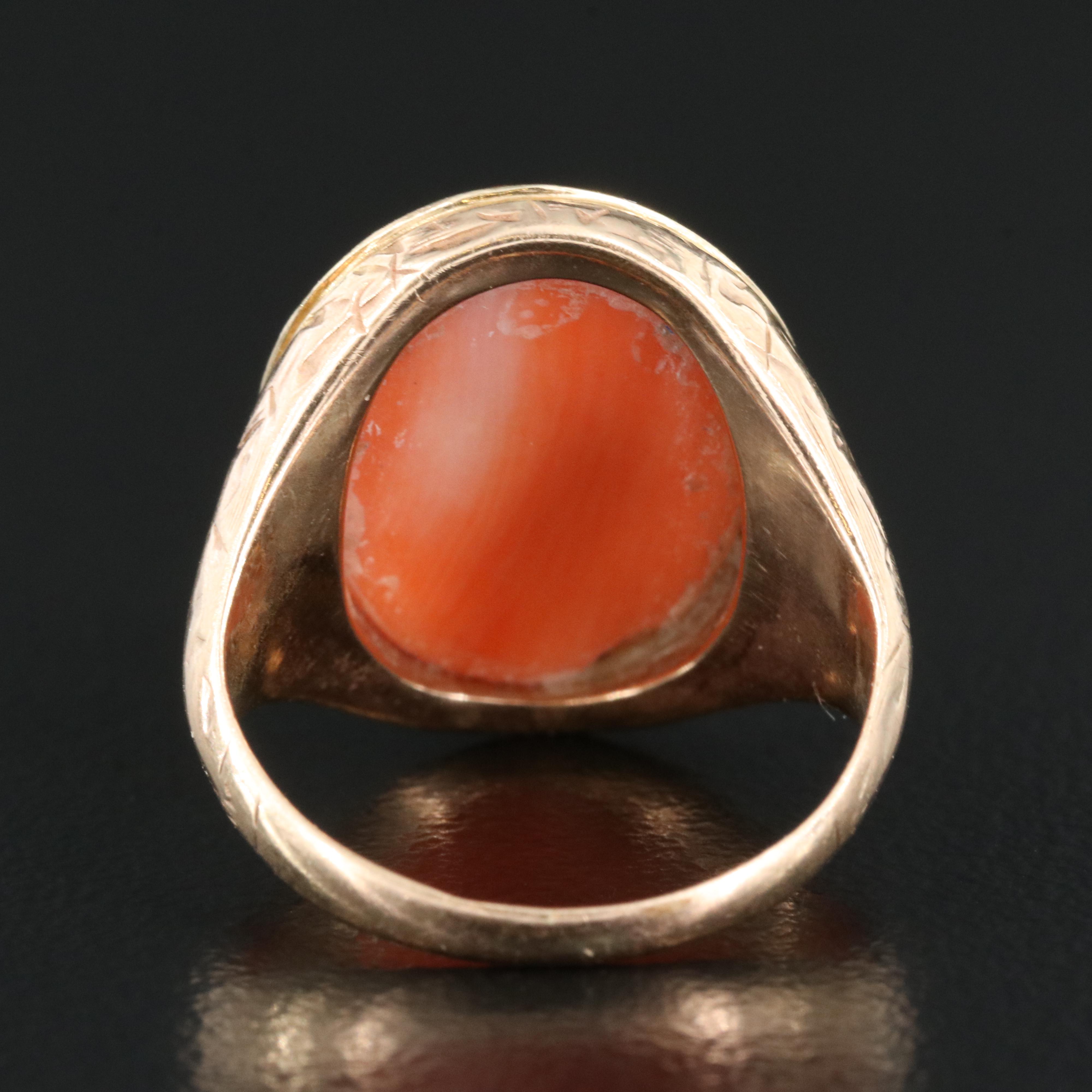 10K Coral Cameo Ring