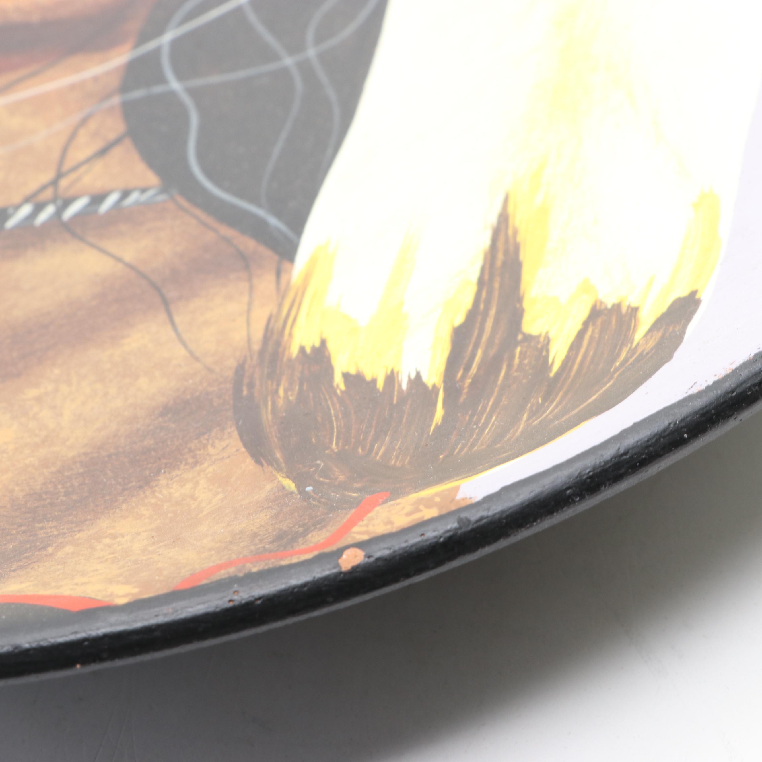 Peruvian Artist Signed Hand-Painted Earthenware Plates