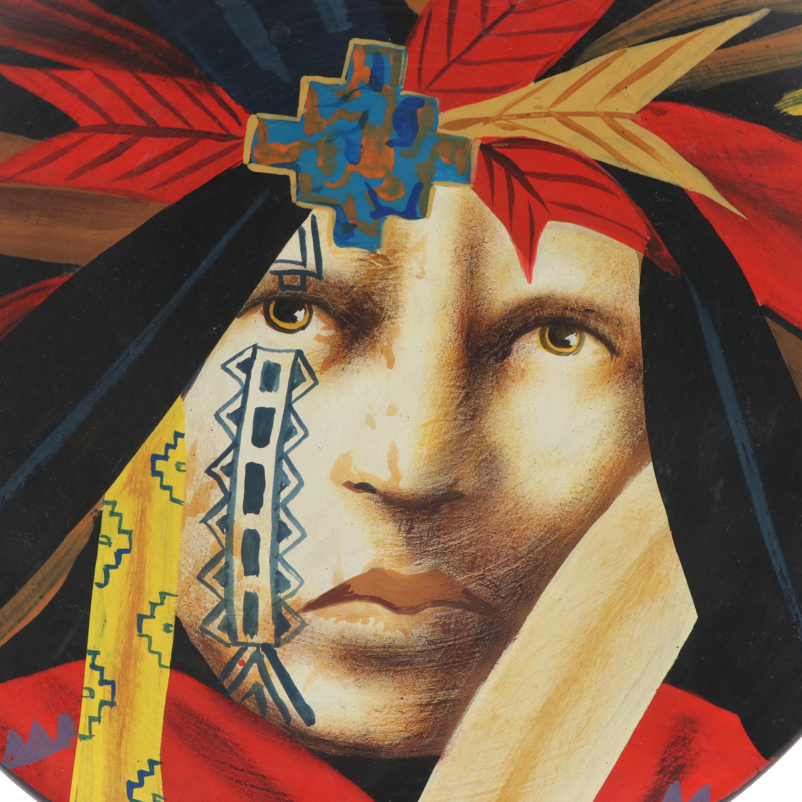 Peruvian Artist Signed Hand-Painted Earthenware Plates