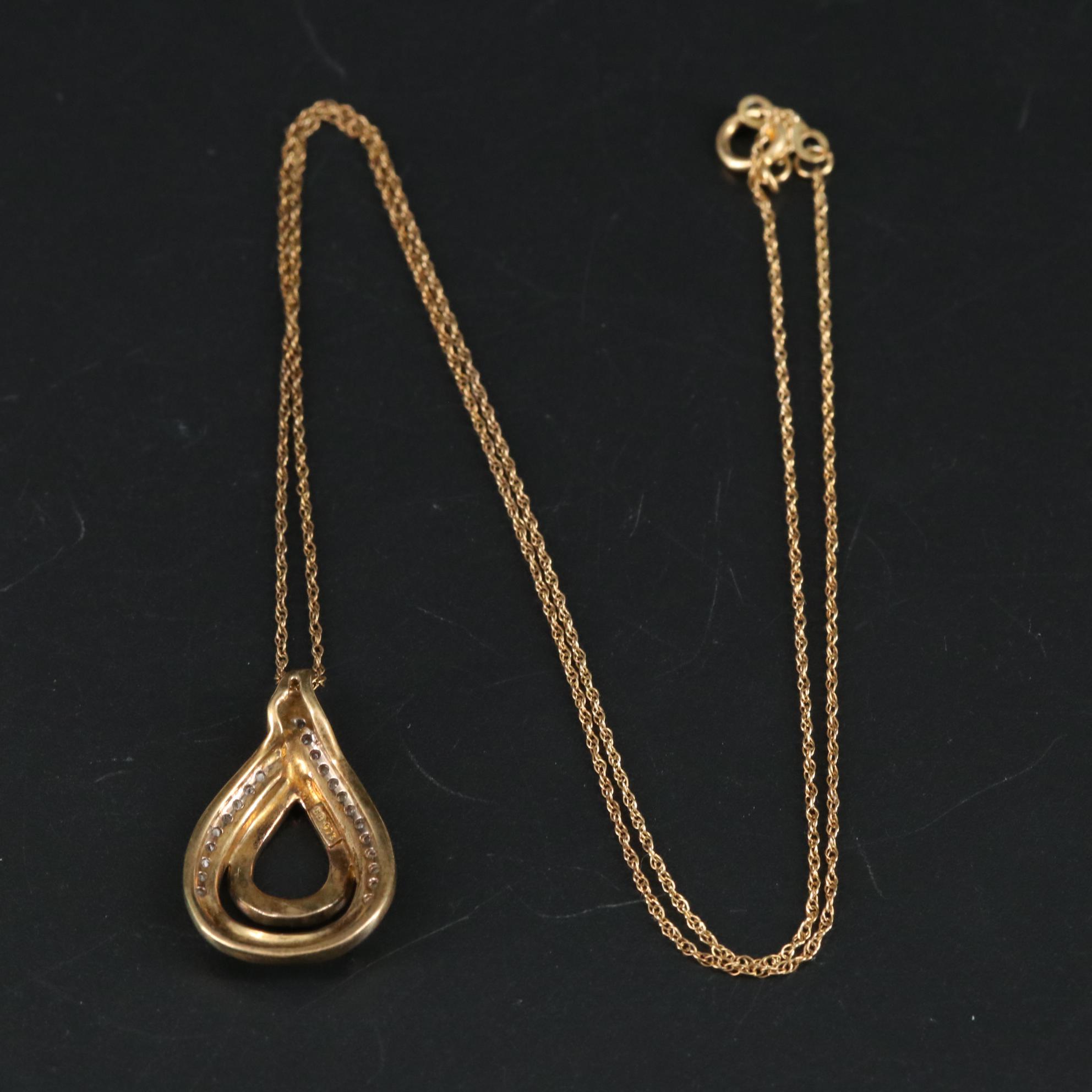 Sterling Diamond Pendant Necklace