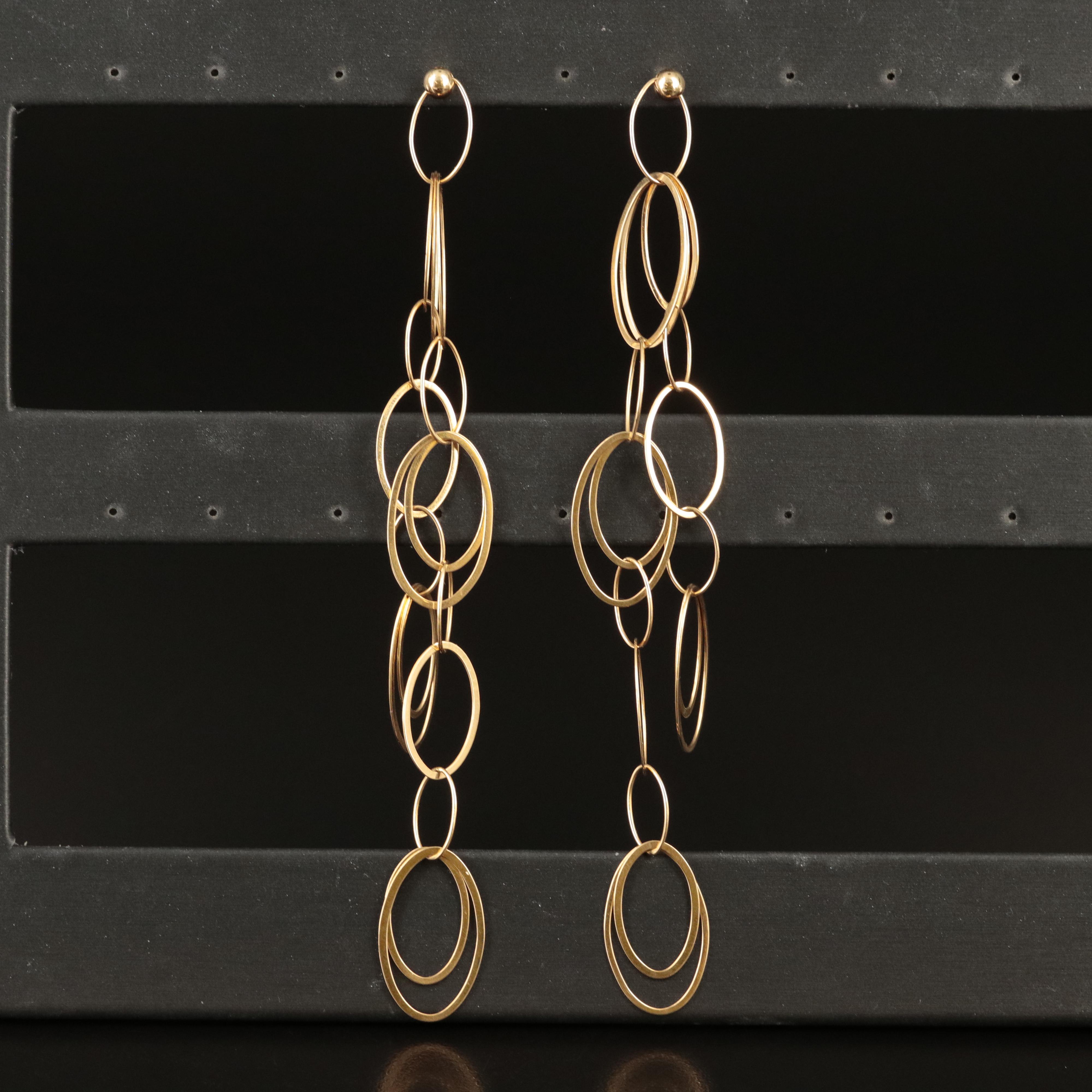 18K Oval Link Drop Earrings