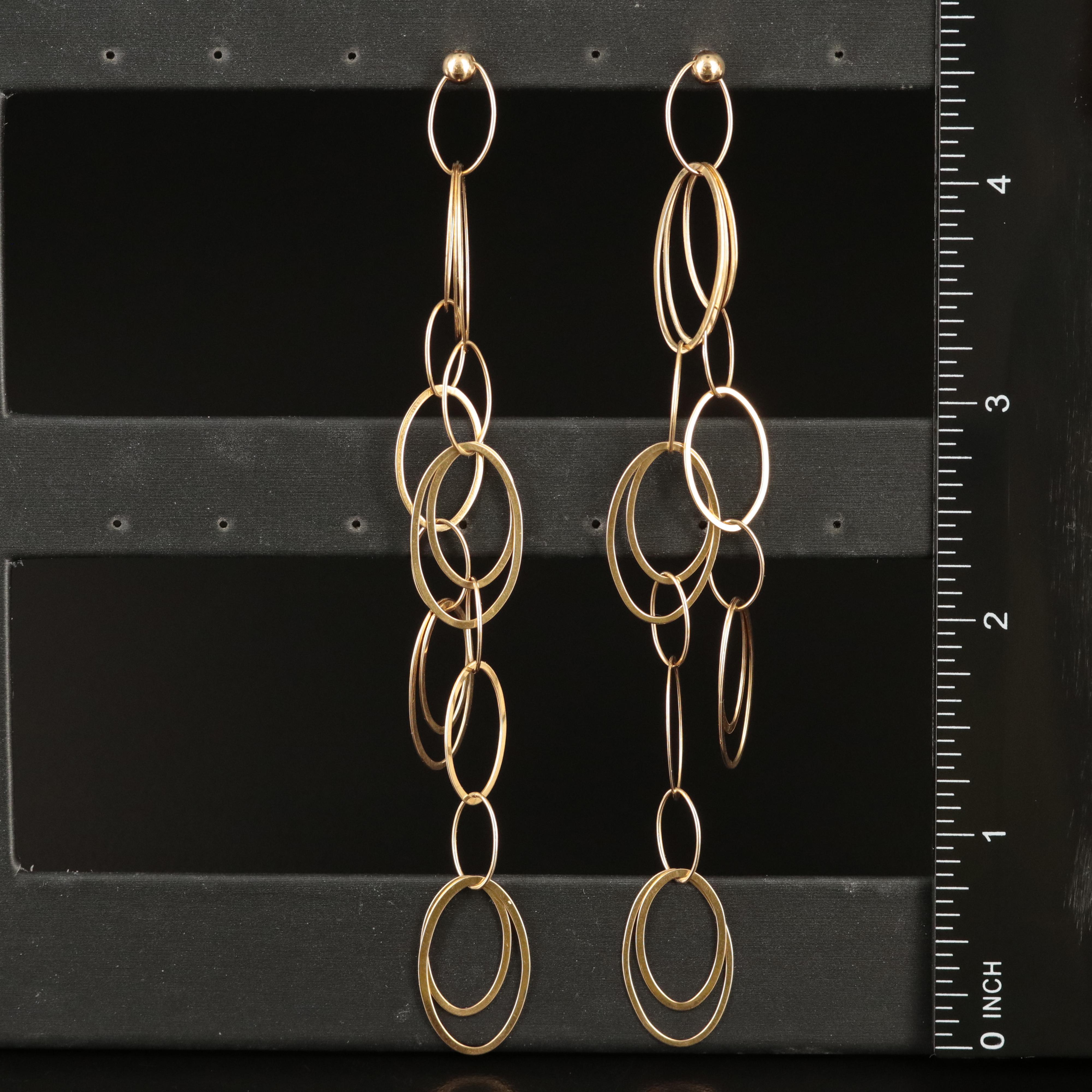 18K Oval Link Drop Earrings