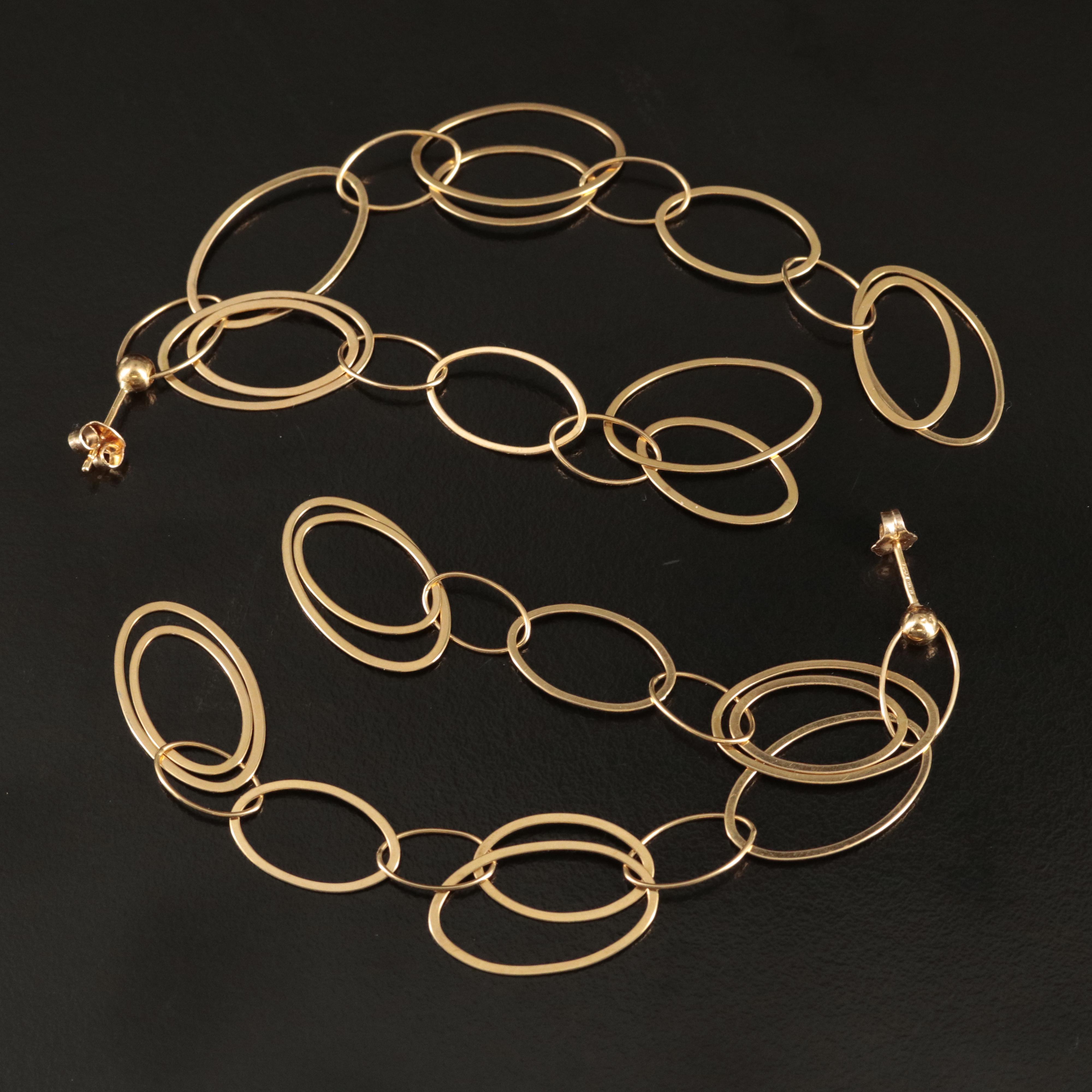 18K Oval Link Drop Earrings