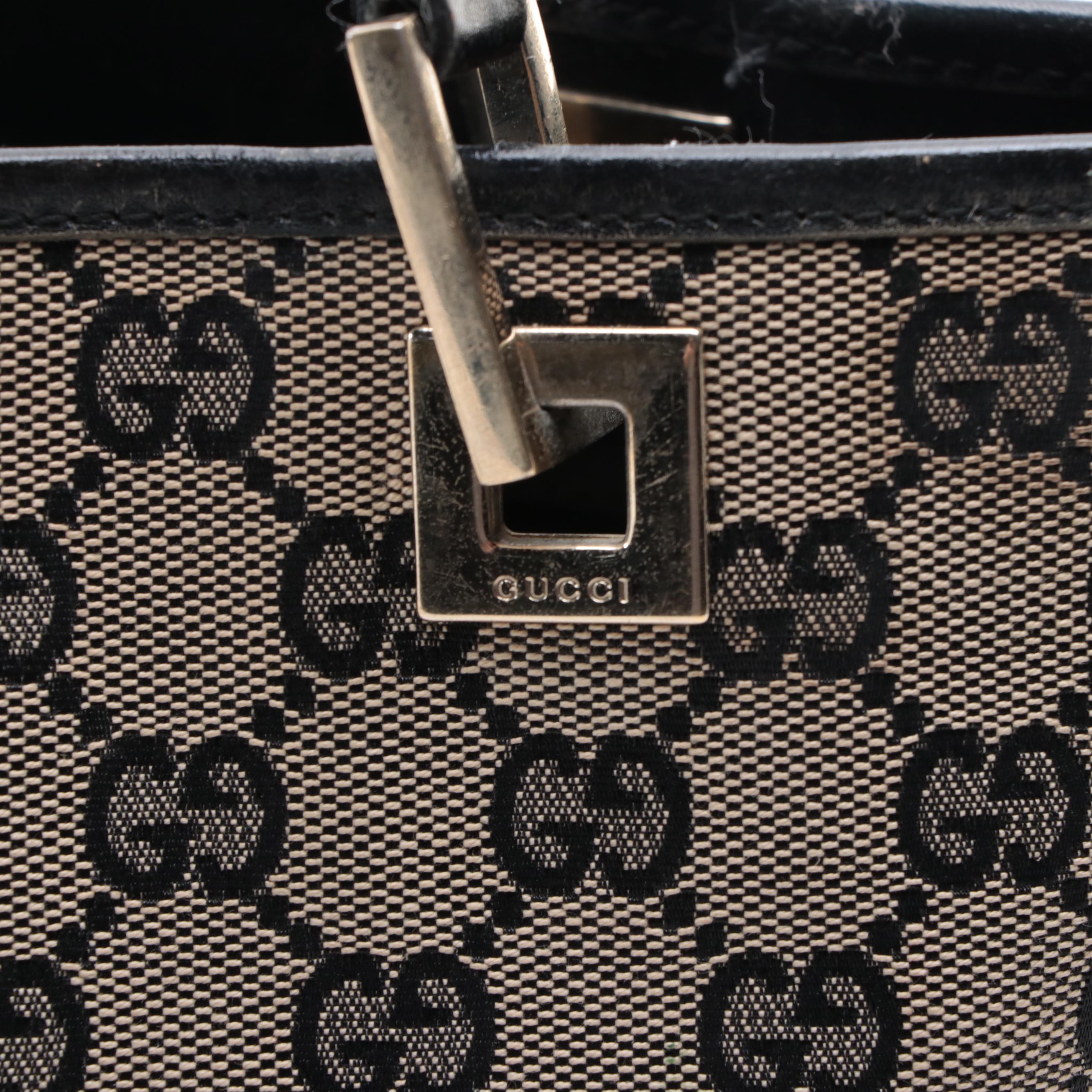 Gucci Small Tote Bag in GG Canvas and Leather