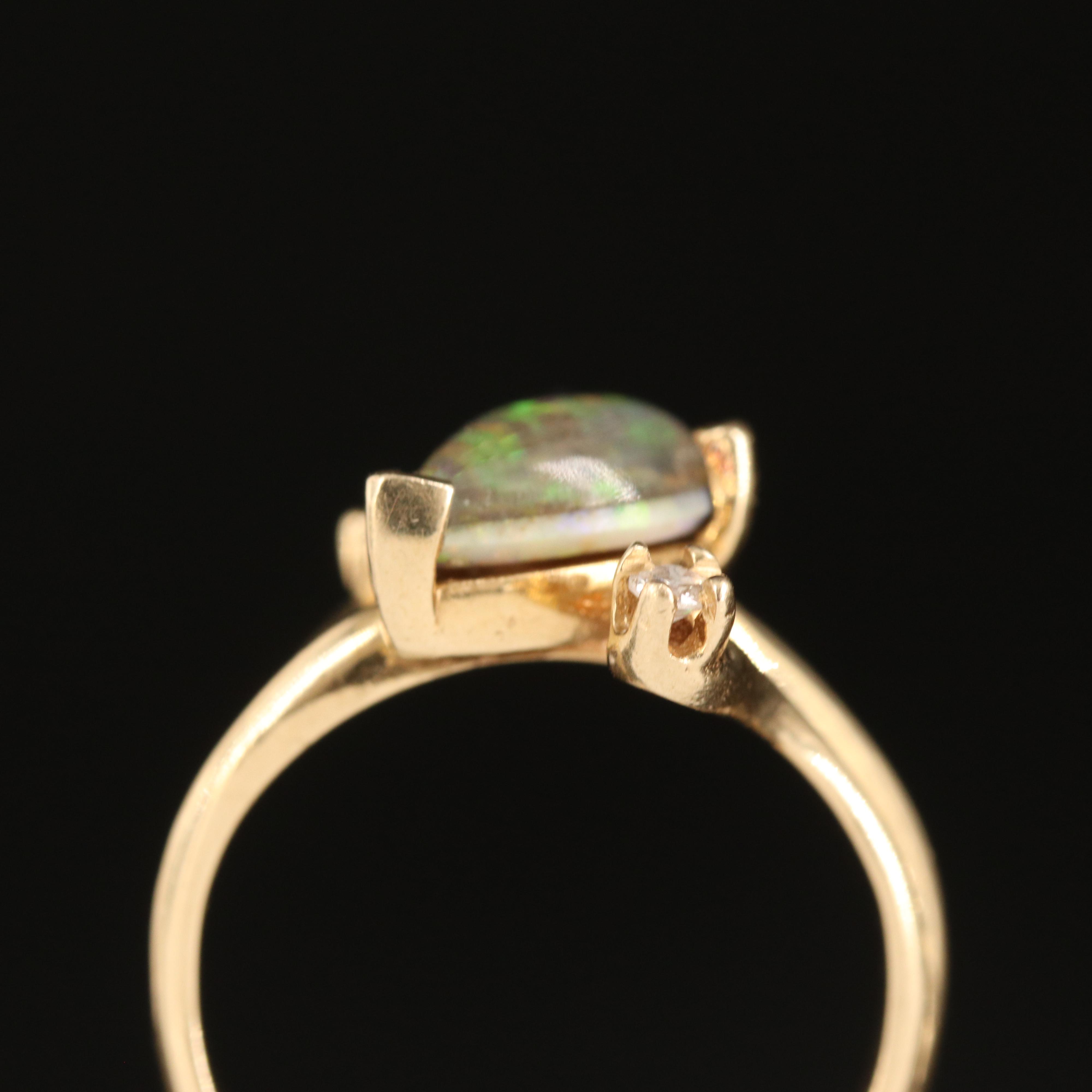 14K Opal Triplet and Diamond Bypass Ring