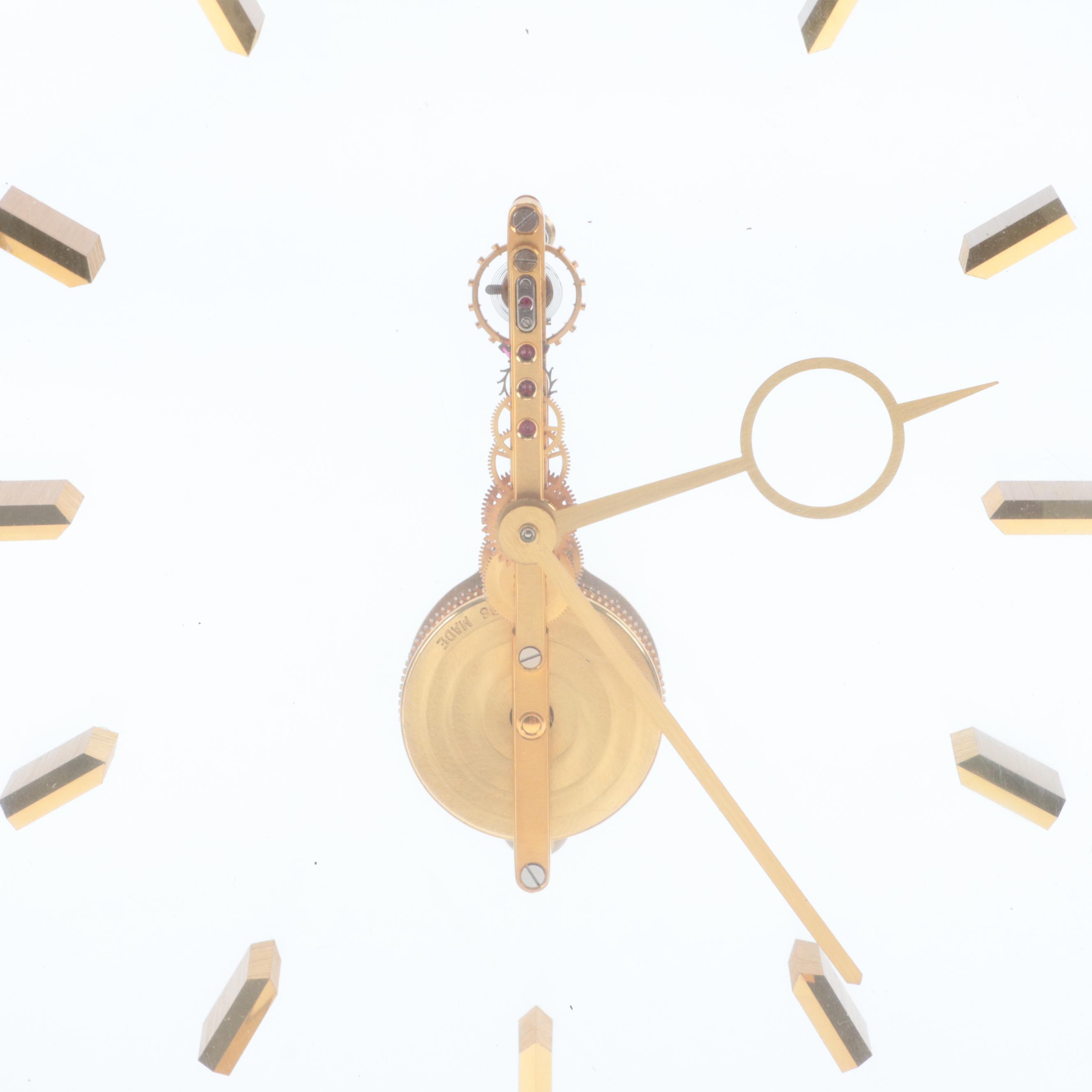 Swiss Jeweled Bronze Looping Desk Clock and Seiko Quartz Desk Clock