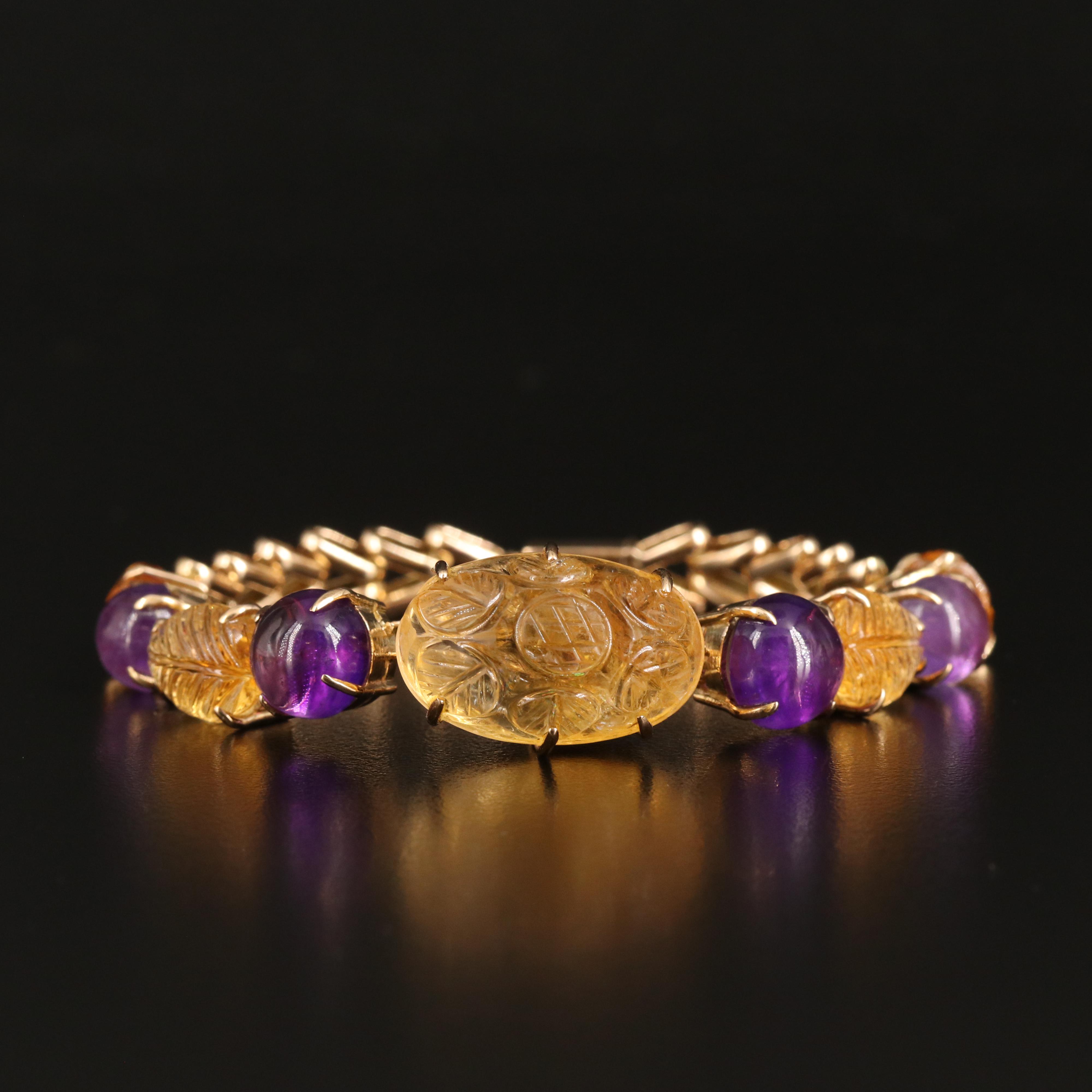14K Citrine and Amethyst Bracelet