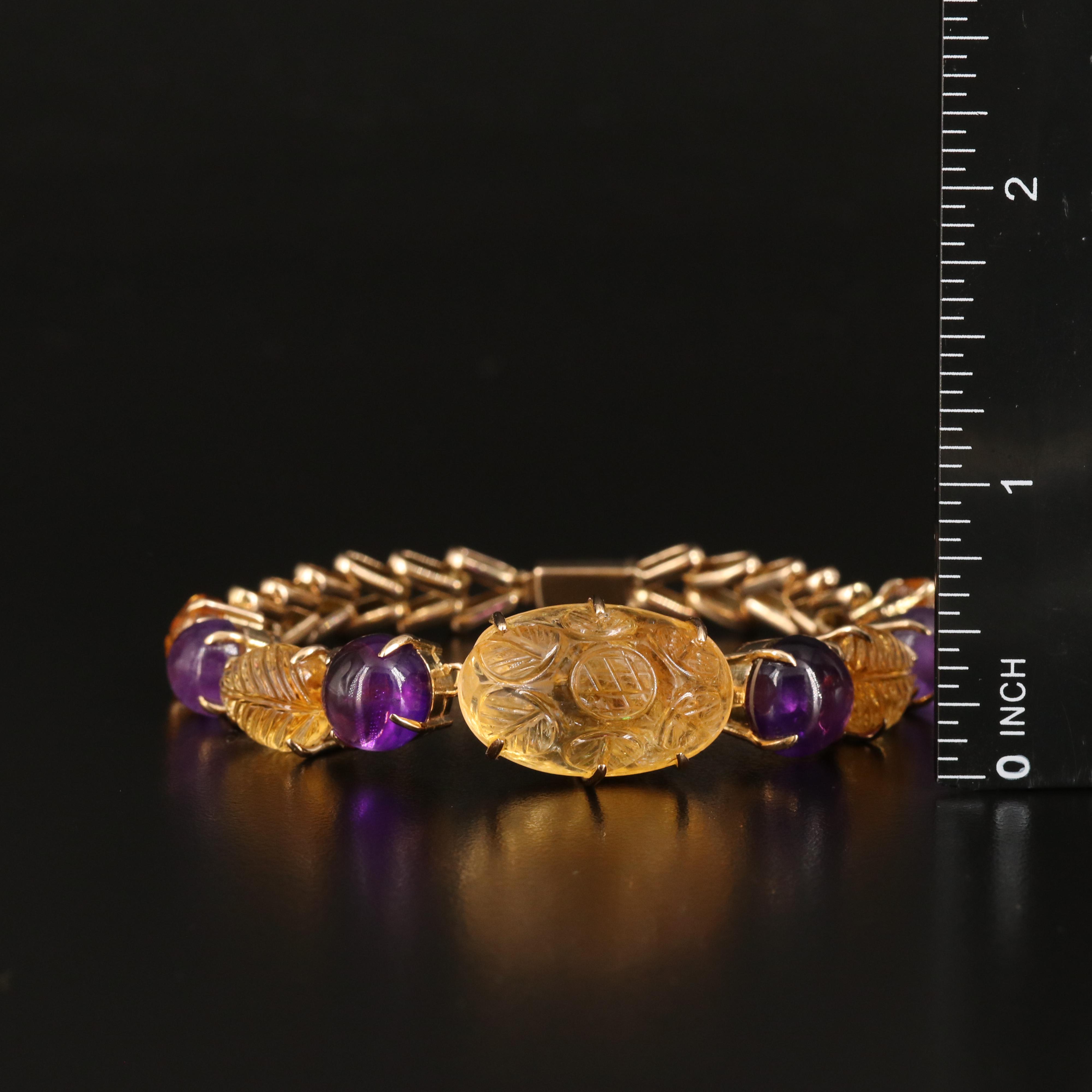 14K Citrine and Amethyst Bracelet