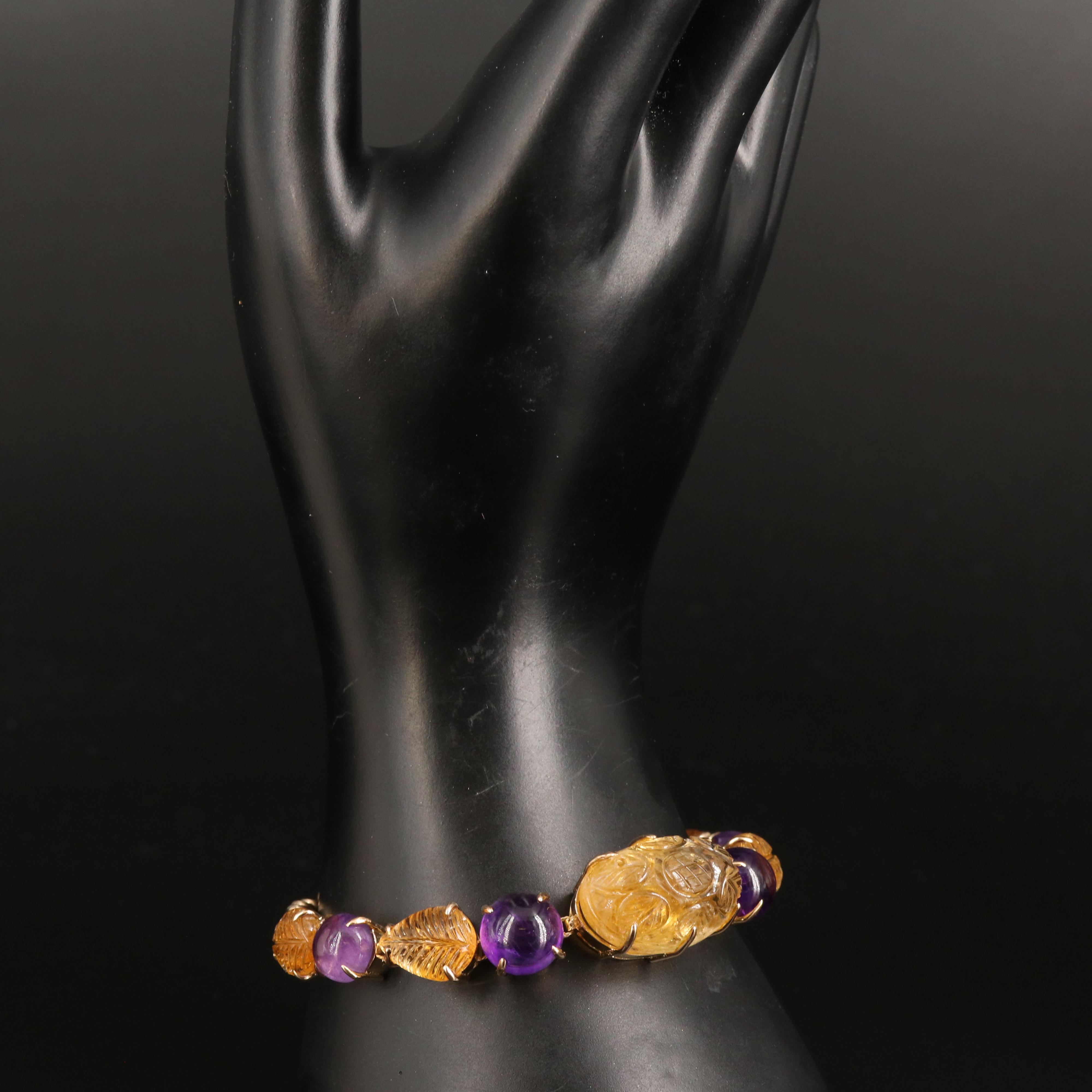 14K Citrine and Amethyst Bracelet