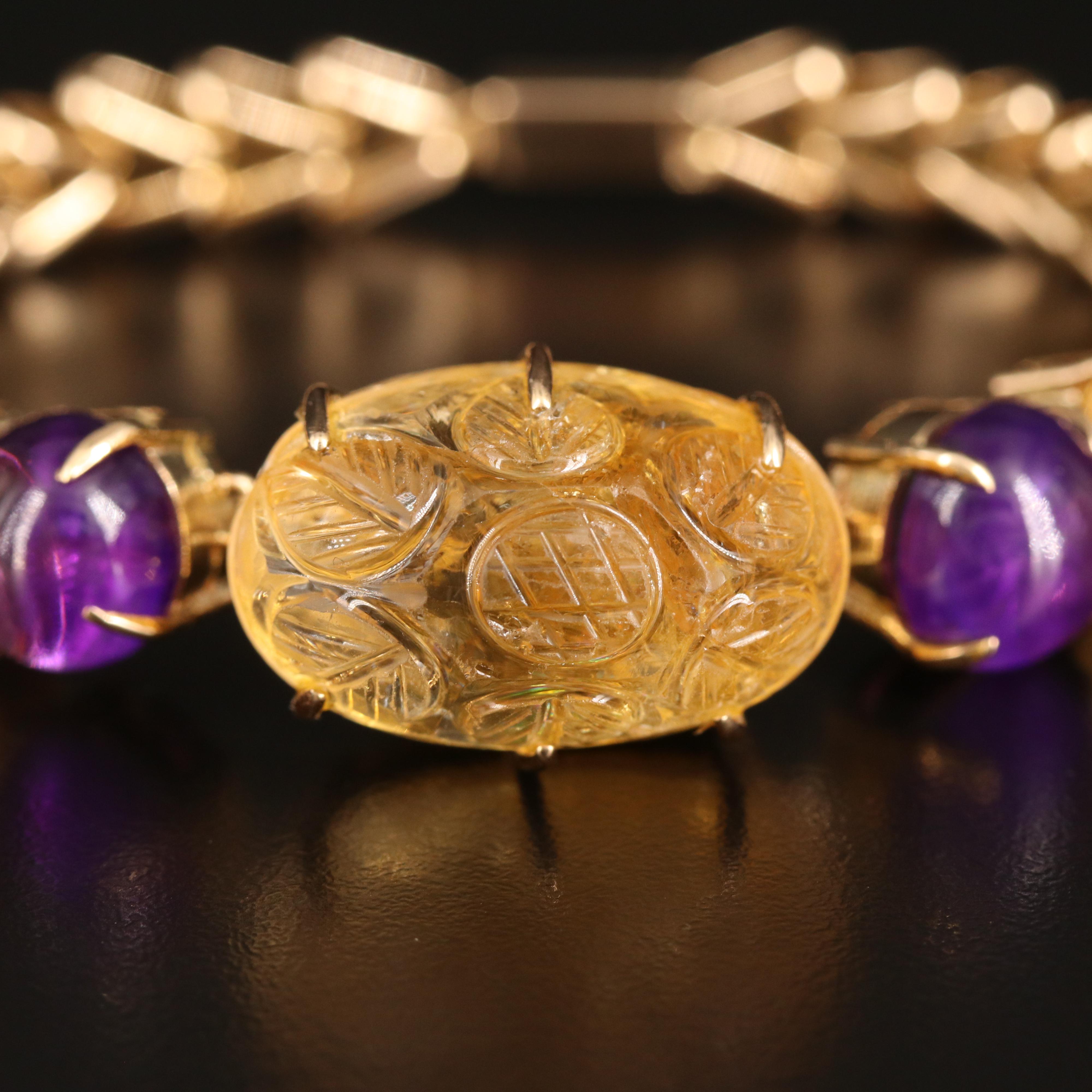 14K Citrine and Amethyst Bracelet