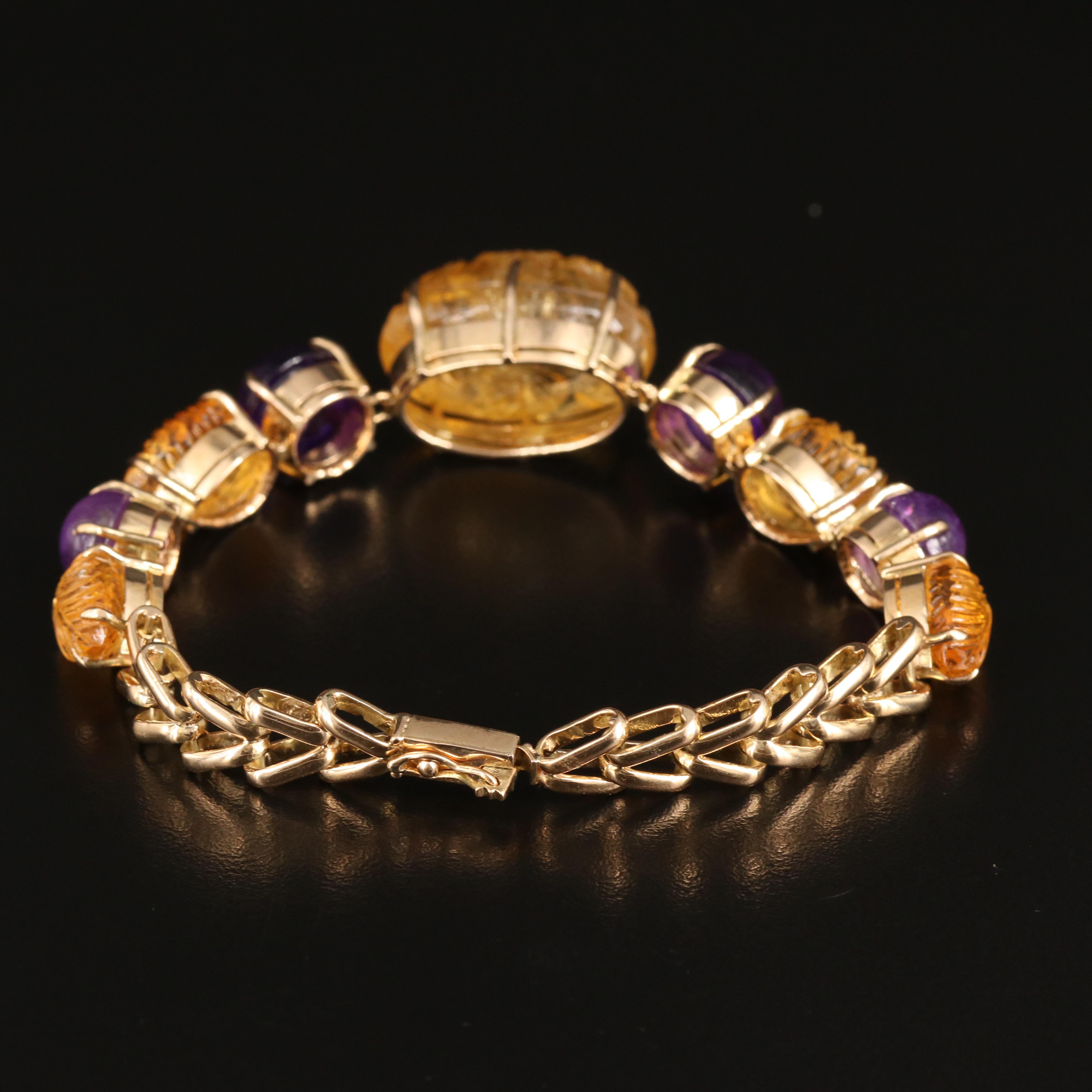14K Citrine and Amethyst Bracelet