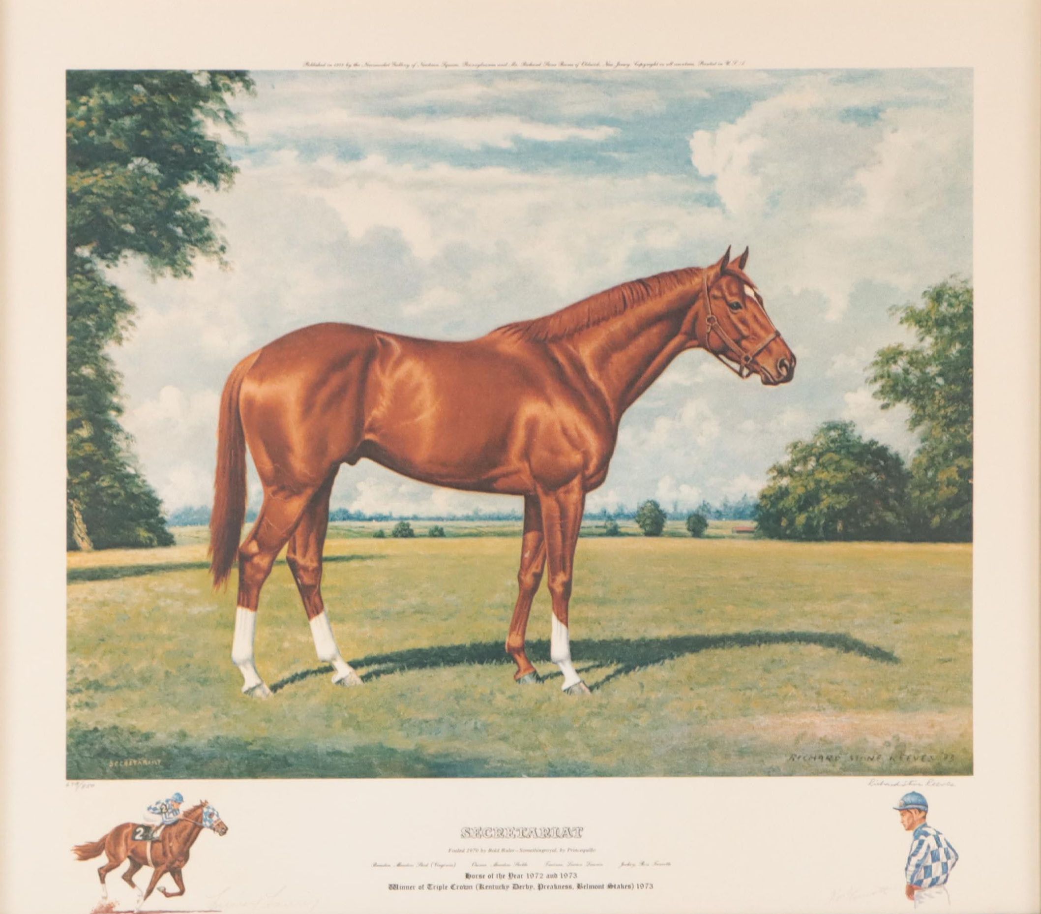 Richard Stone Reeves Offset Lithograph of Secretariat Portrait