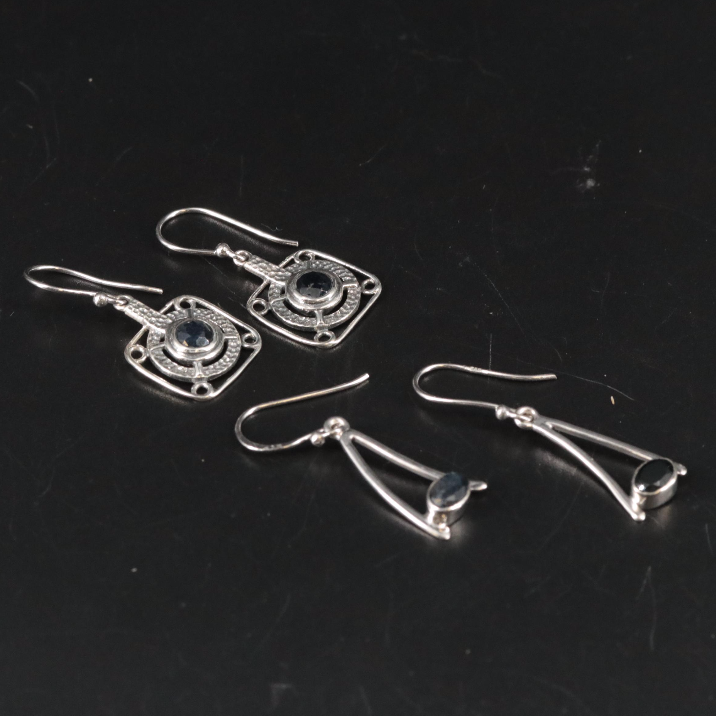 Sterling Sapphire Dangle Earrings