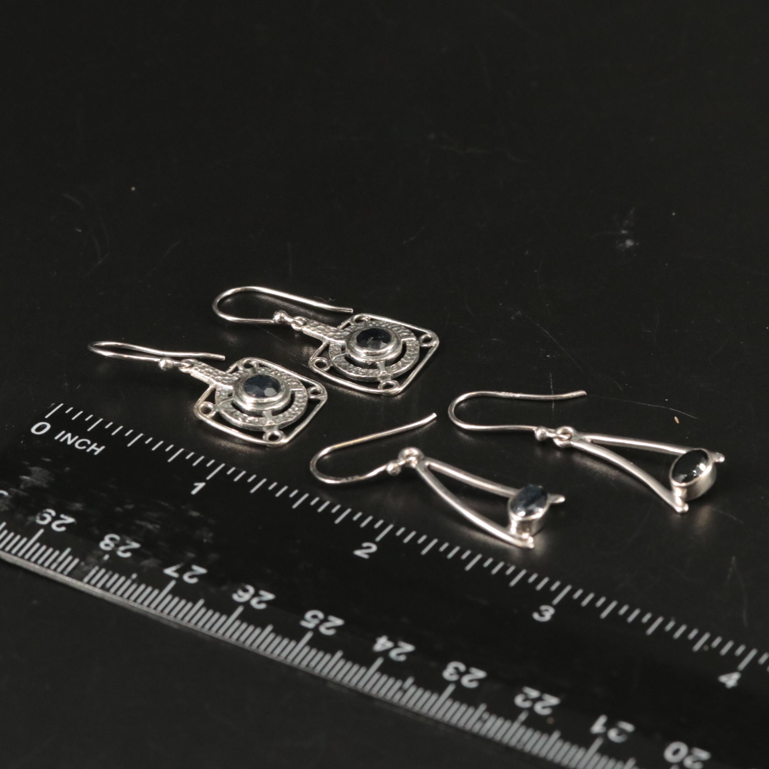 Sterling Sapphire Dangle Earrings