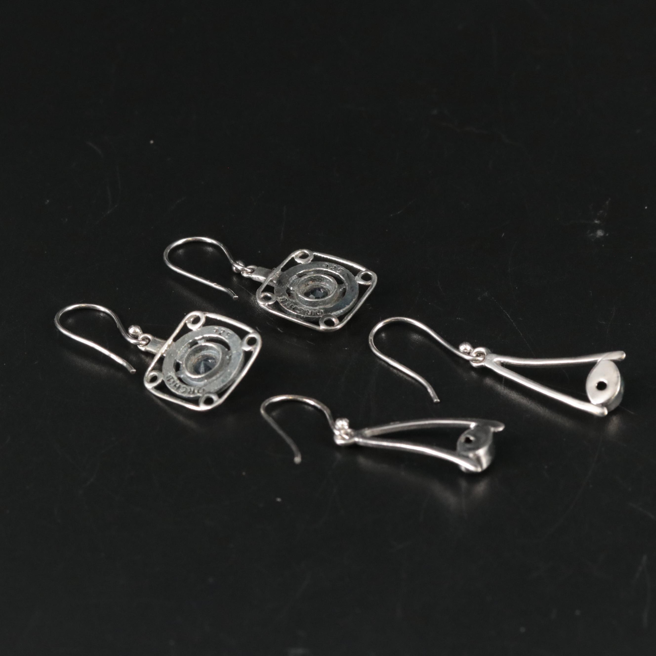 Sterling Sapphire Dangle Earrings