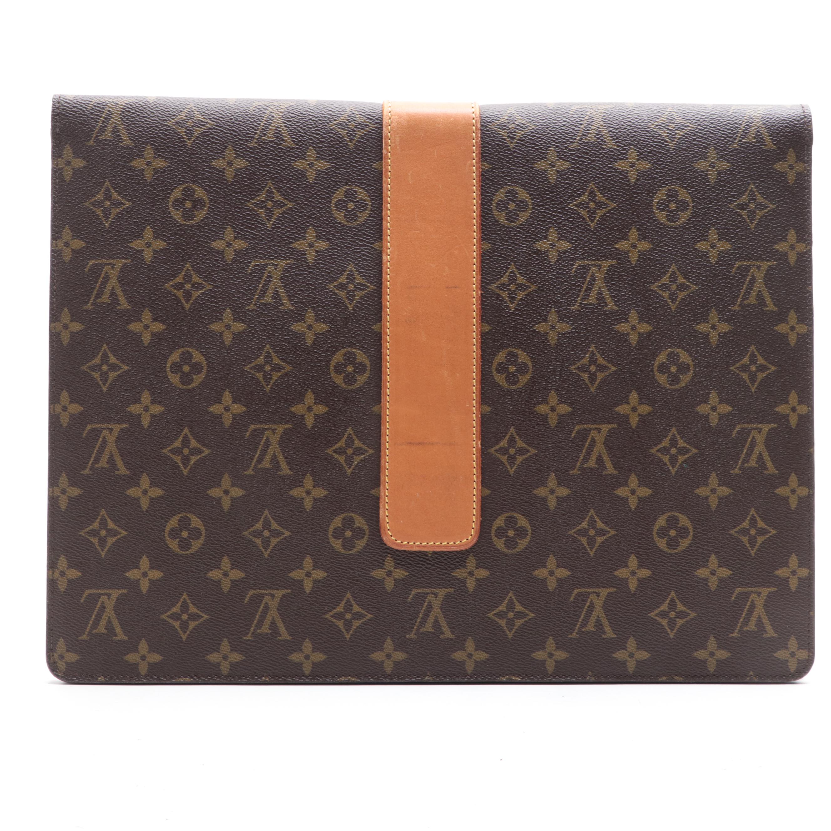 Louis Vuitton Lena Portfolio Clutch in Monogram Canvas and Vachetta Leather