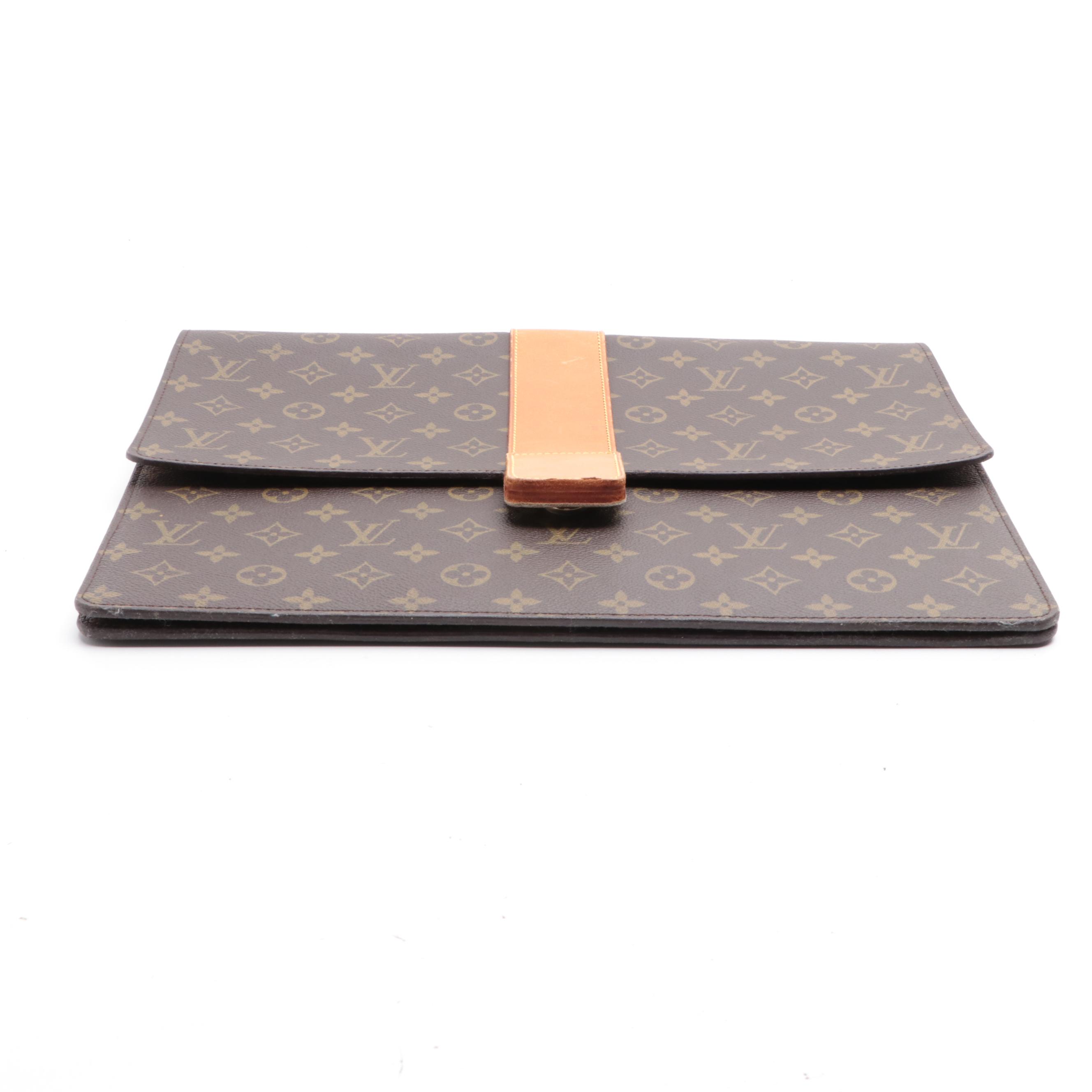 Louis Vuitton Lena Portfolio Clutch in Monogram Canvas and Vachetta Leather