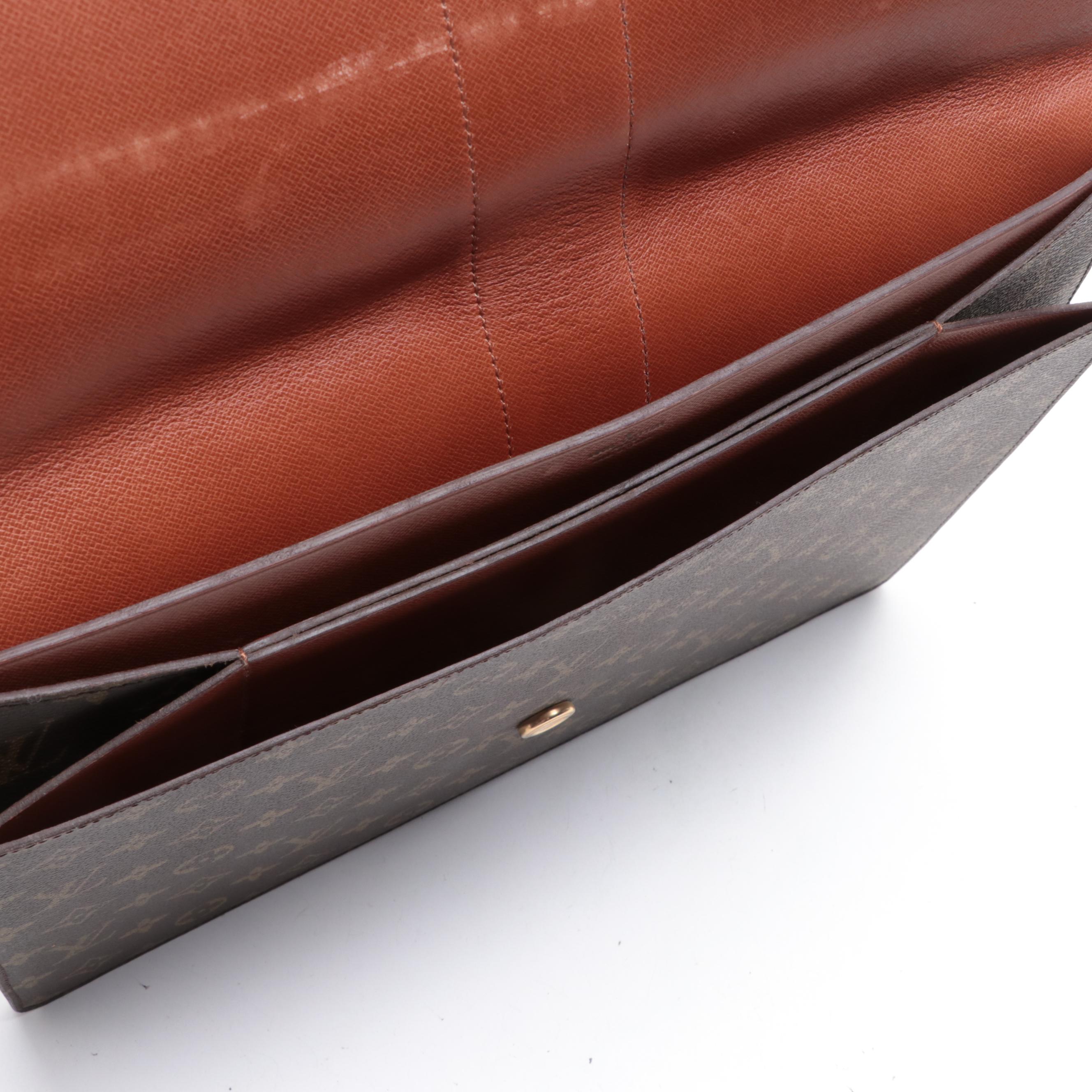 Louis Vuitton Lena Portfolio Clutch in Monogram Canvas and Vachetta Leather