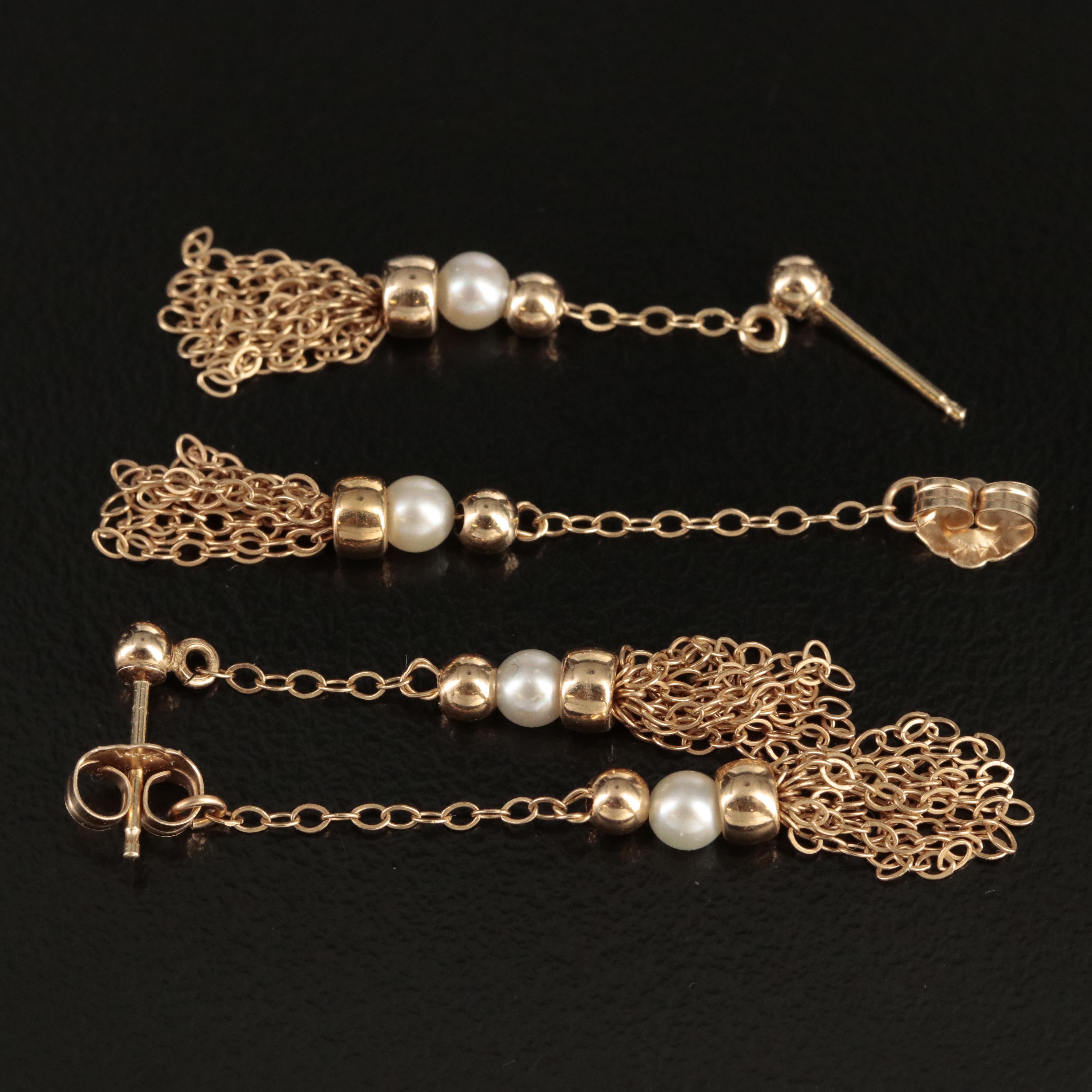 14K Pearl Tassel Earrings