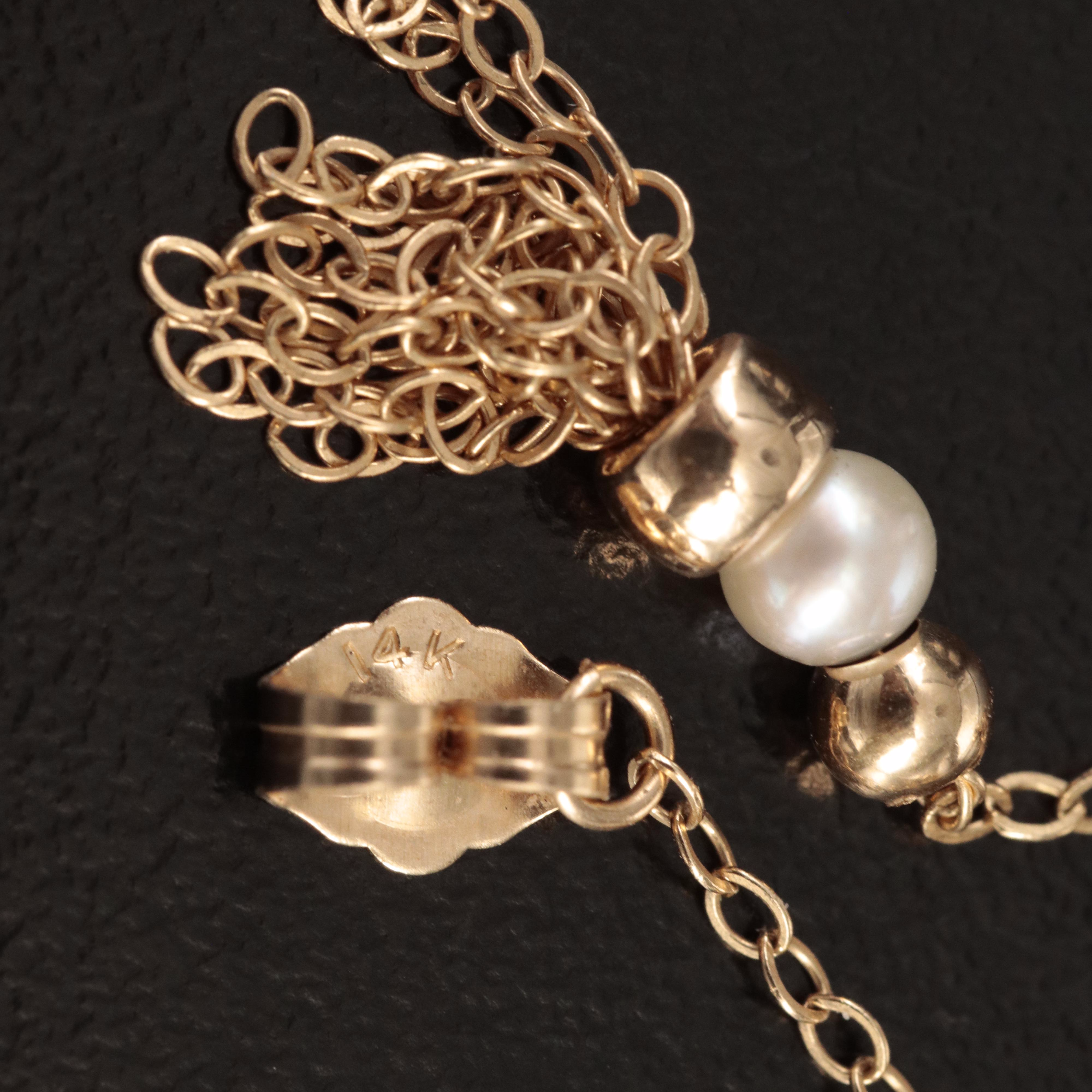 14K Pearl Tassel Earrings